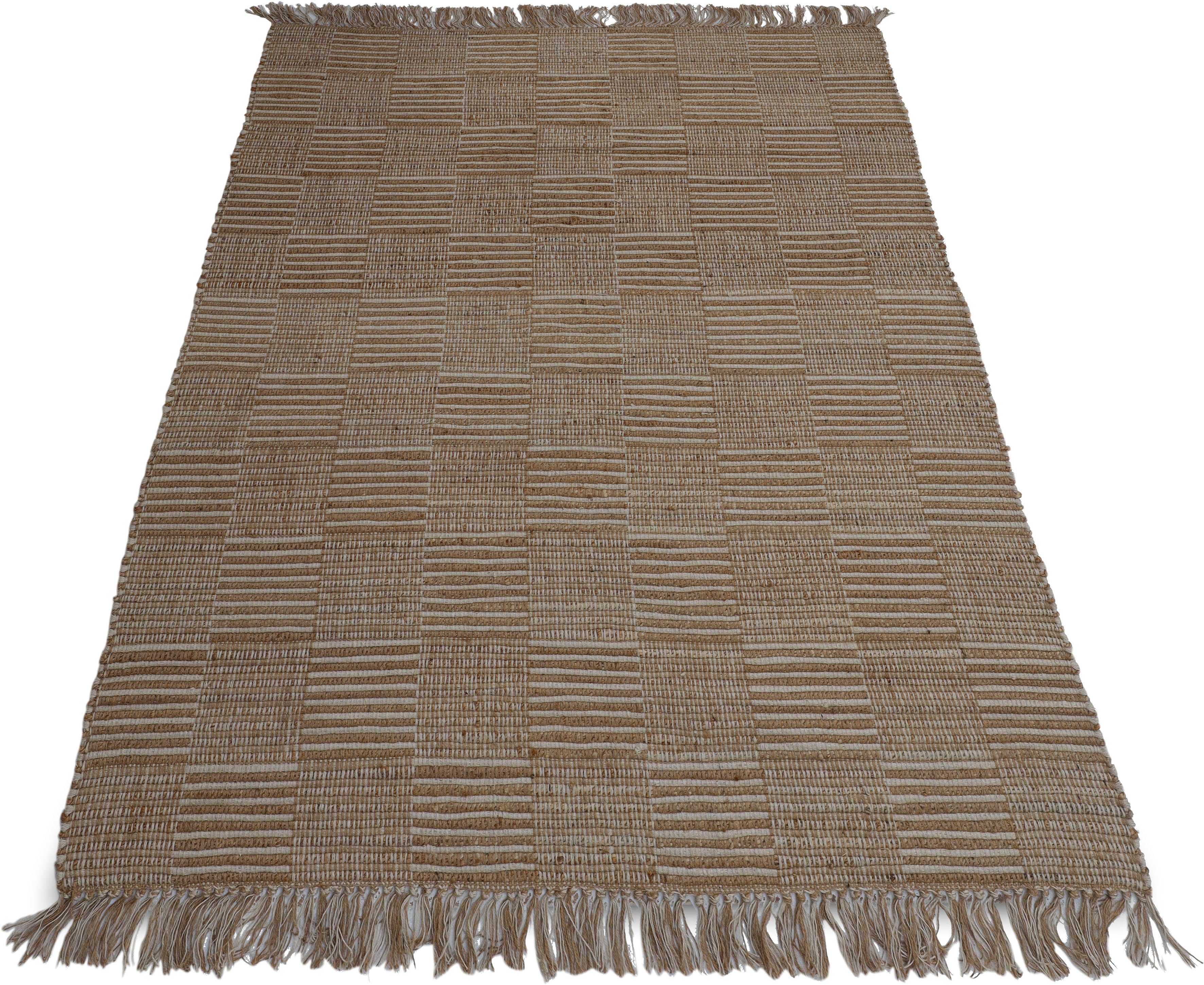 Teppich Himal, Home affaire, Teppich, 7 rechteckig, 100% Geflochtener aus Höhe: Jute, Naturprodukt mm, Karo-Muster