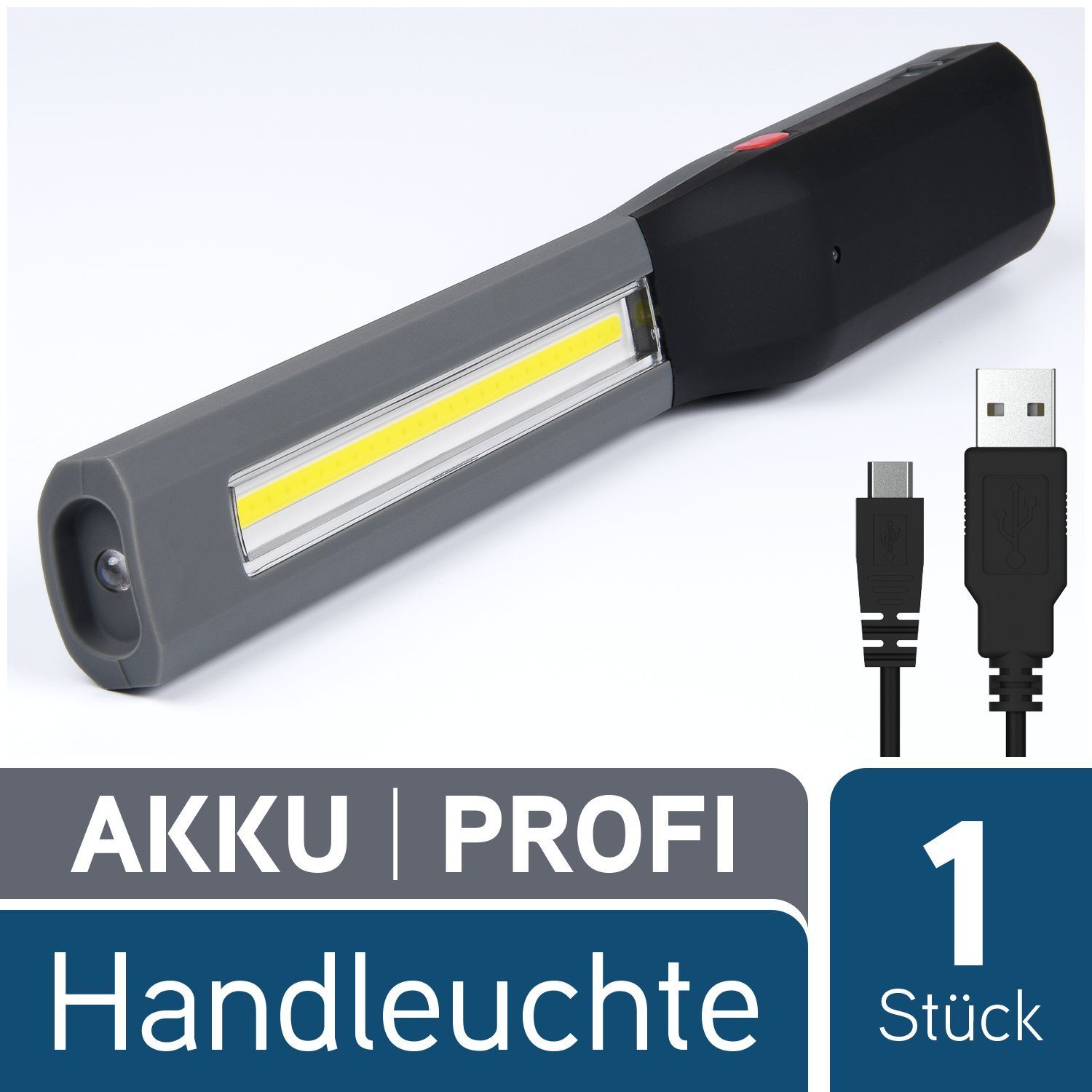 2in1 AKKU Arbeitsleuchte COB-LED KFZ Magnet Werkstattlampe Handlampe Stablampe 