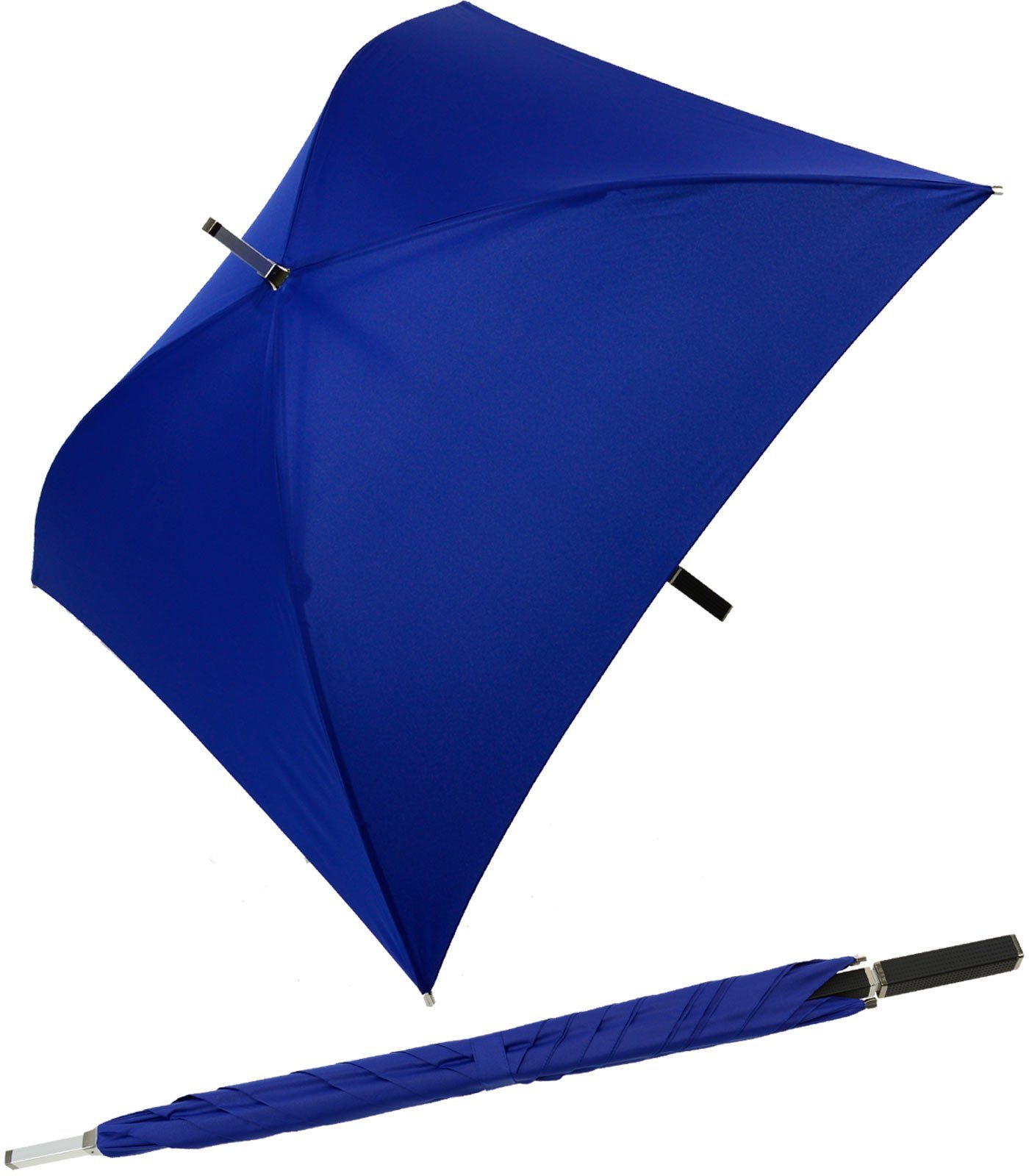 Impliva Langregenschirm All Square® voll der Regenschirm, Regenschirm ganz quadratischer blau besondere