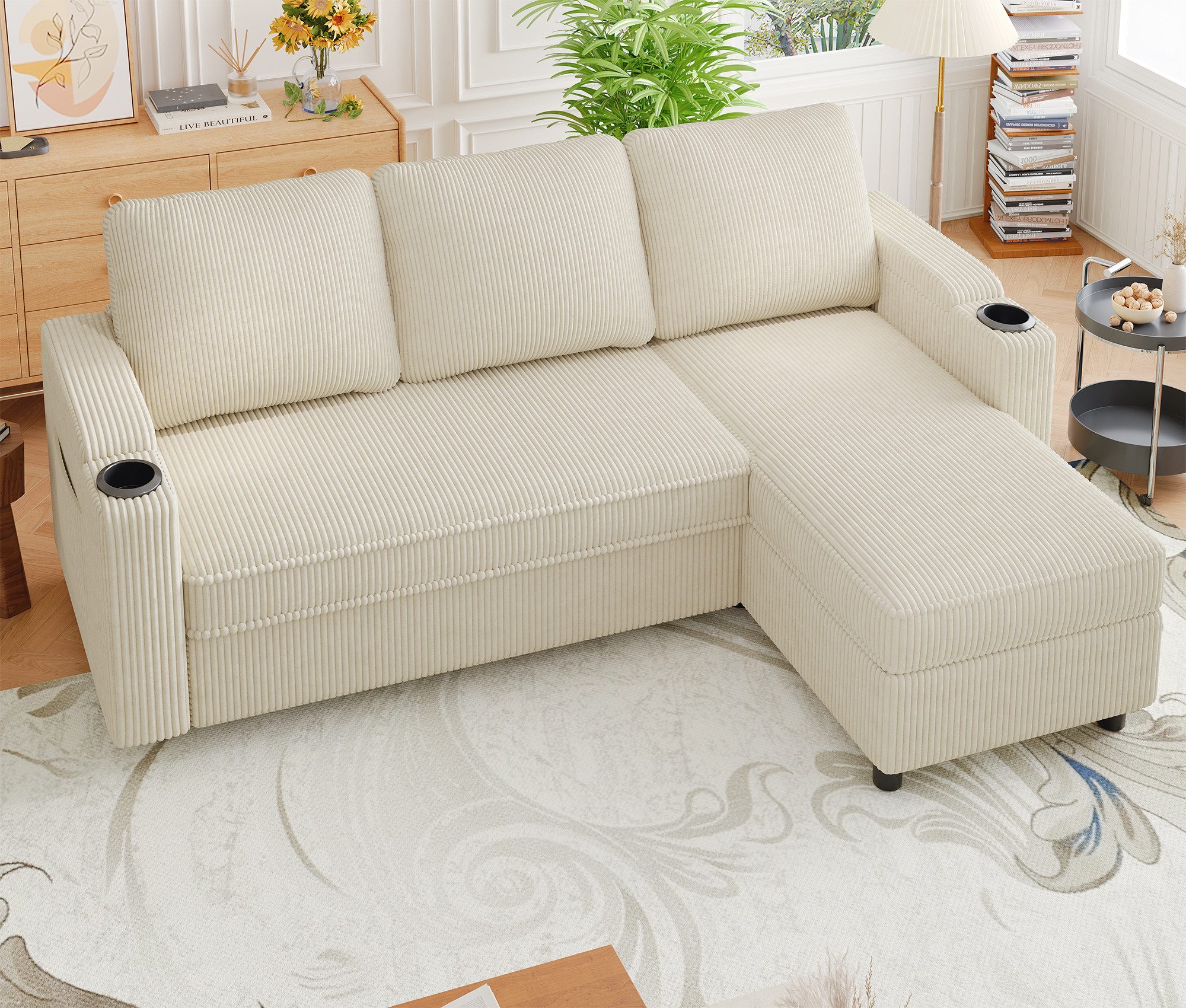 HOMALL Ecksofa Multifunktionaler Stauraum Ausziehbares L-förmiges Schlafsof günstig online kaufen