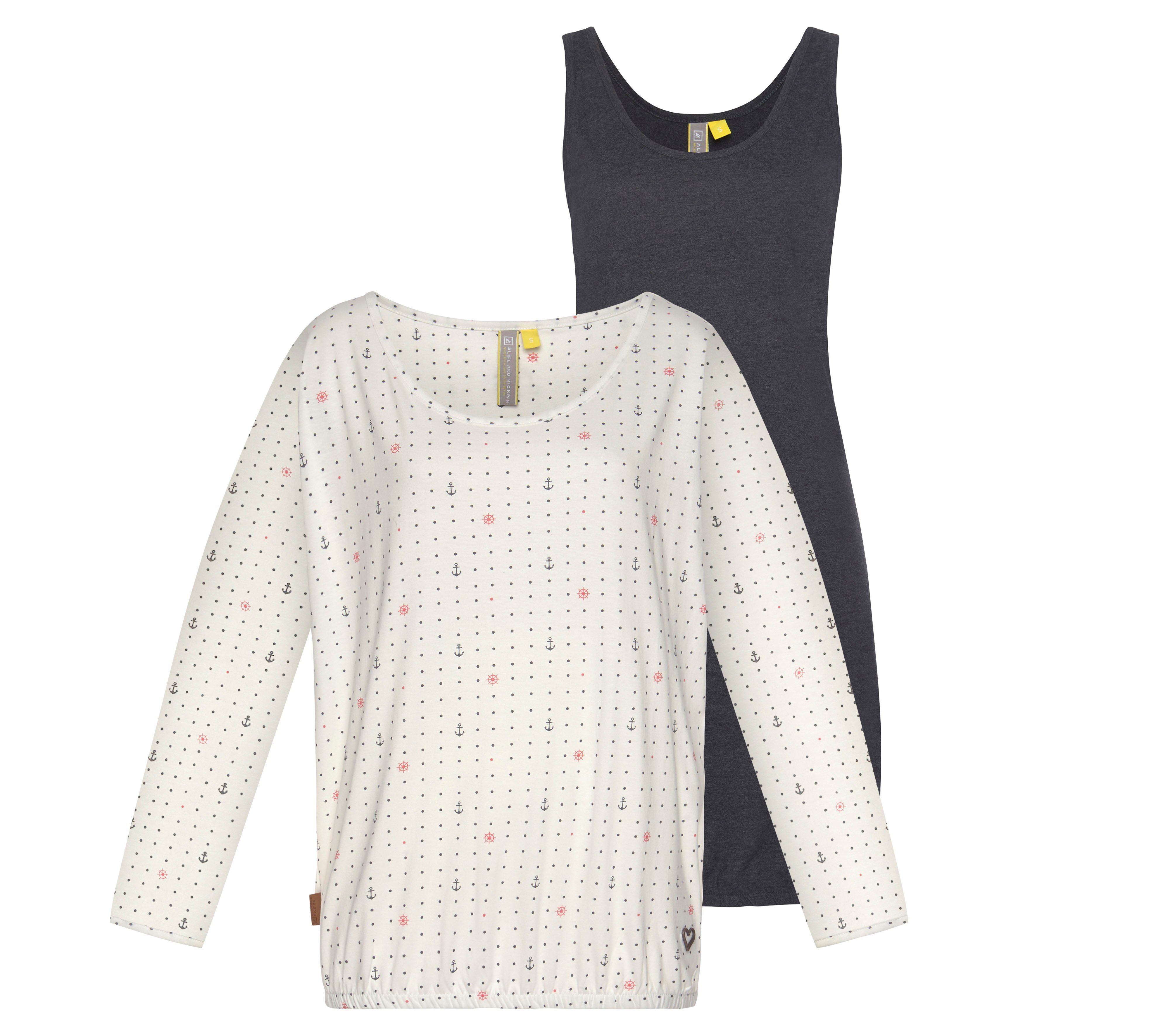 Alife & Kickin Jerseykleid mit Kleid (2-tlg) print maritimes Sunny2 2-in-1 Langarmshirt cloudy