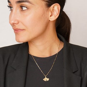 trendor Kette mit Anhänger mit Ginkgoblatt Gold 333/8K