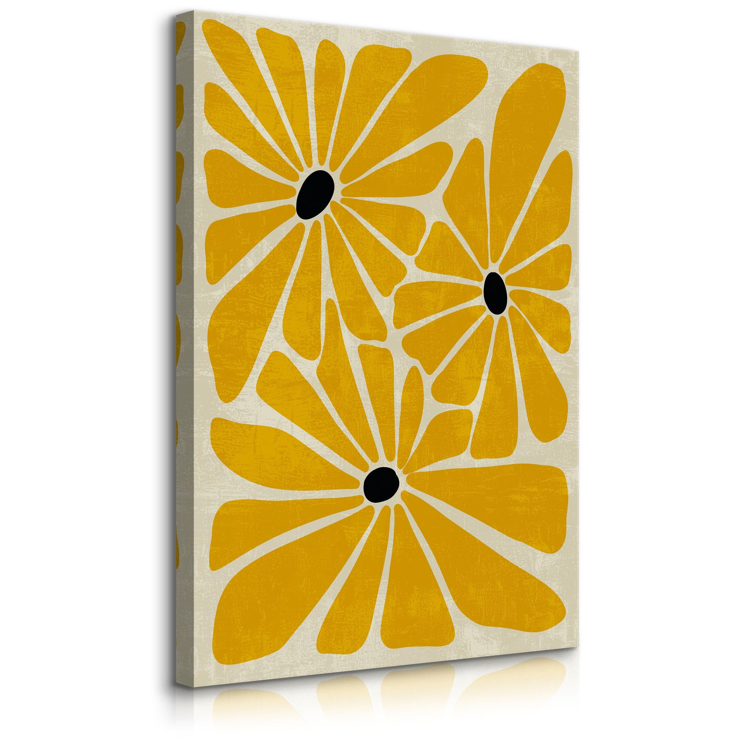 Muralo Leinwandbild Natur – Leinwandbild Wandbild Kunstdruck Wohnzimmer, Blumen (1 St), Gelbe Blumen – Blütenpracht, 70 x 100 cm, aufhängefertig