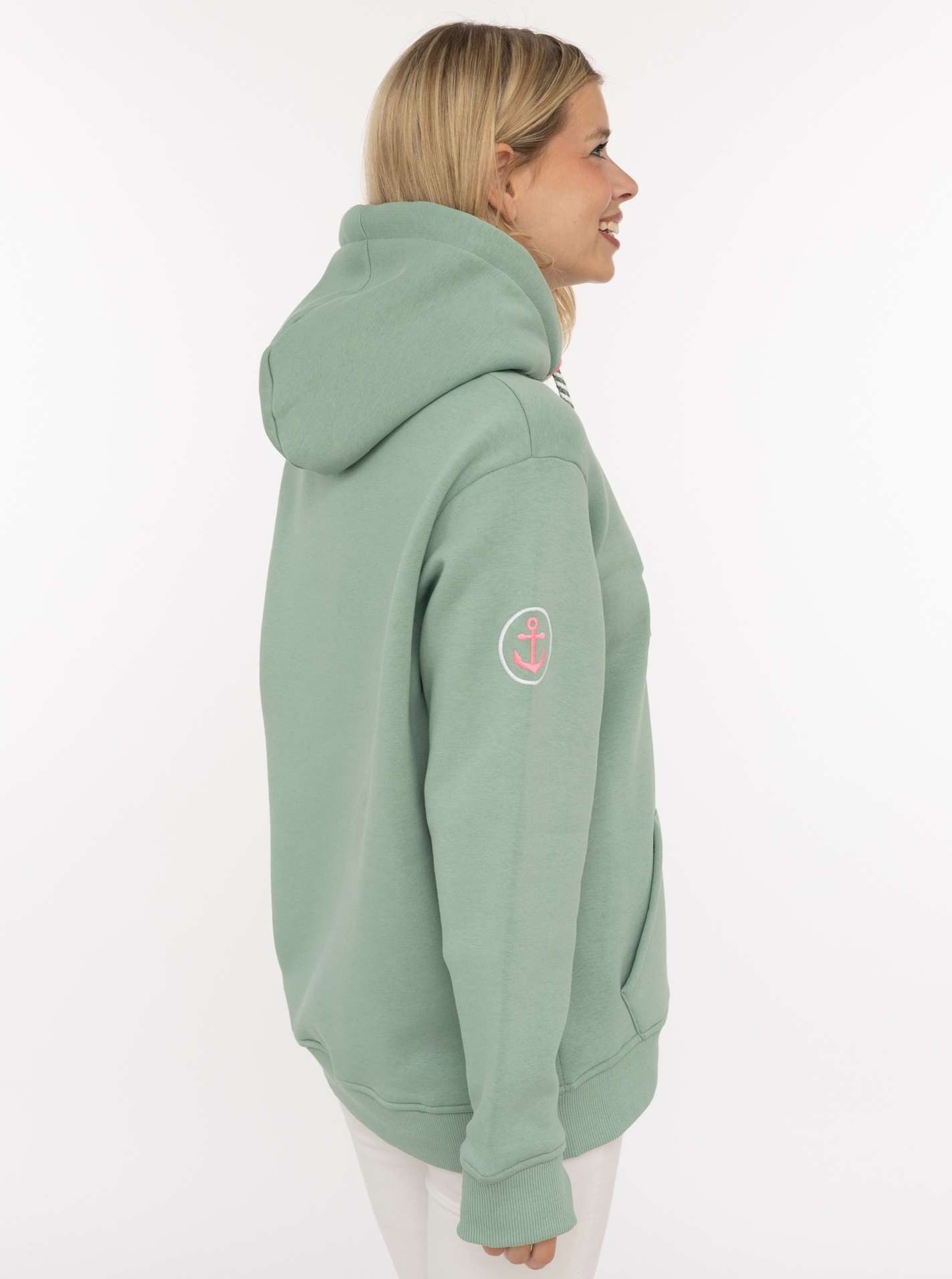 Zwillingsherz Hoodie "Moin Moin" auffälliges Front Logo, Anker am Arm, Kapuze mit Kordel, Kängurutasche
