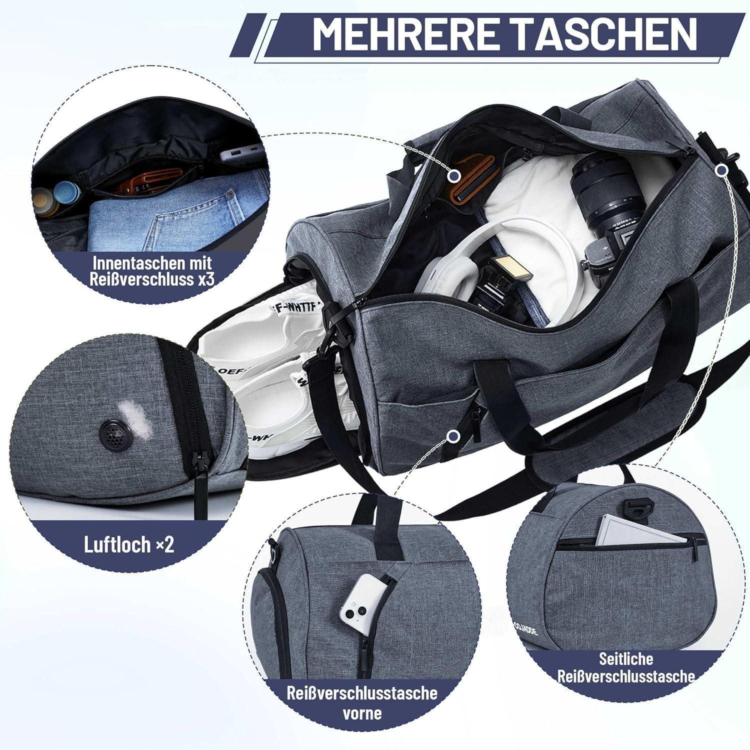 LuxusKollektion Reisetasche Sporttasche 25L für Damen und Herren, mit Schuhfach