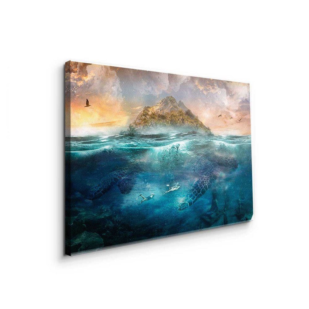 THINGS HAPPEN Leinwandbild, Leinwandbild Zitat, BEST UNEXP THE Mit DOTCOMCANVAS® - LIFE Rahmen - Pop ohne IN Art Premium