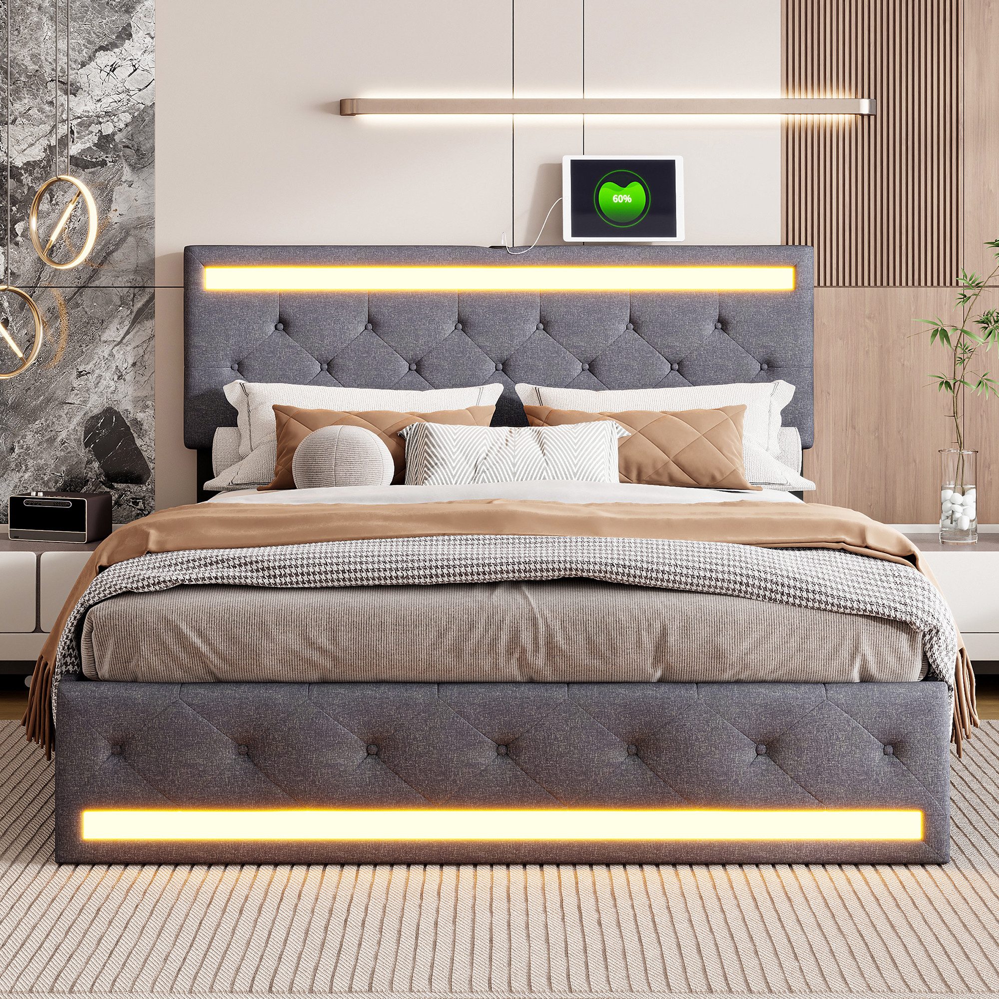 PXloue Polsterbett Stauraumbett Doppelbett (muttertagsgeschenk), mit günstig online kaufen