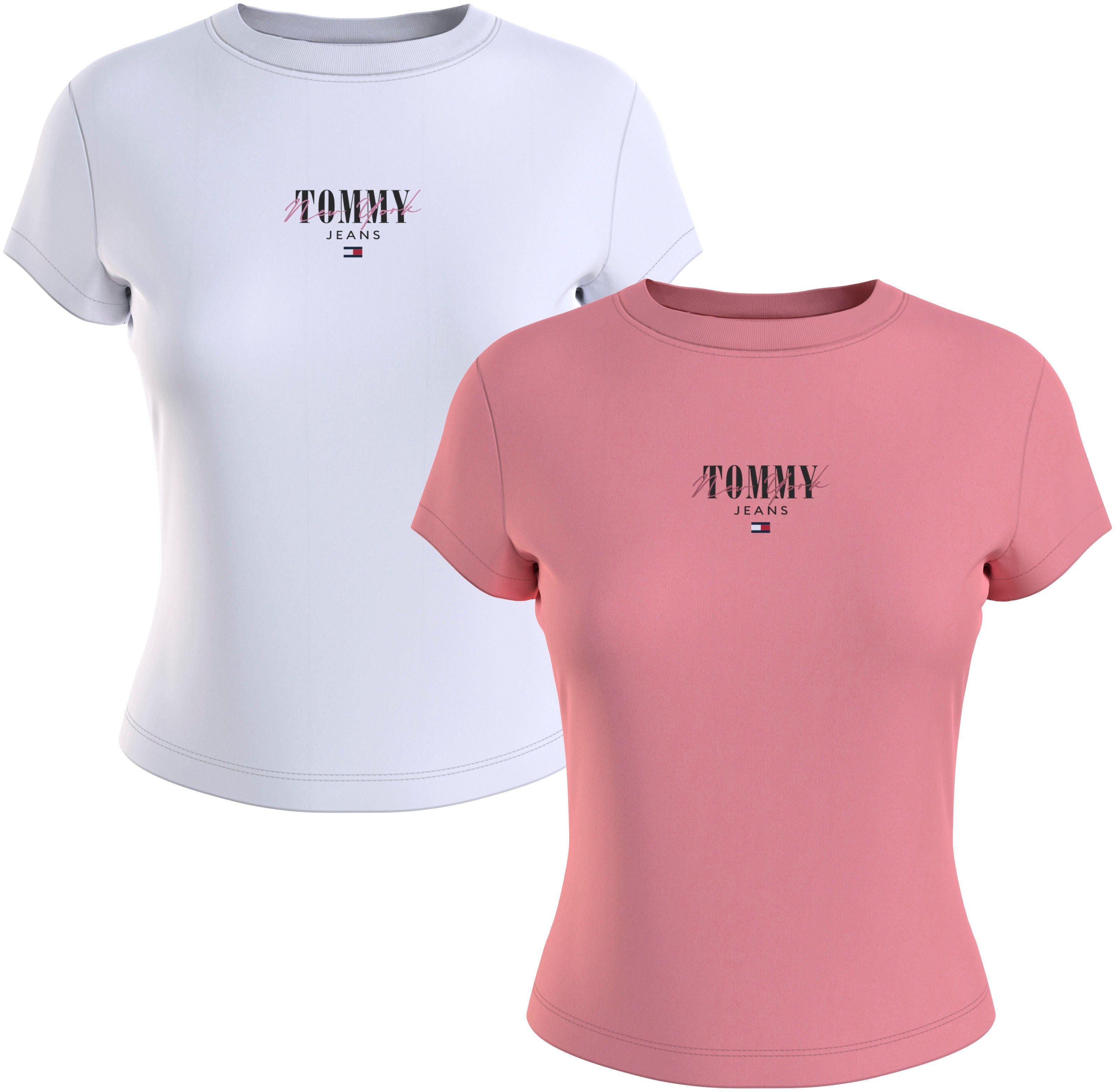 Tommy Jeans T-Shirt TJW 2 PACK SLIM ESSENTIAL LOGO 1 mit Tommy Jeans Flagge