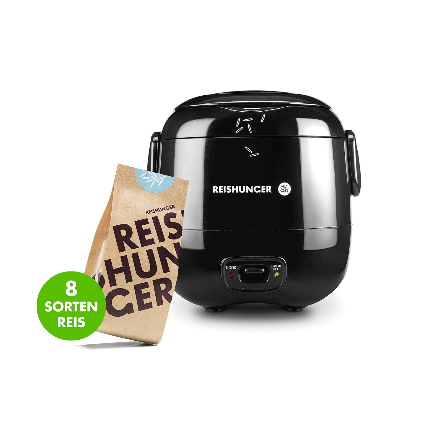Reishunger Reiskocher Mini Modell – 0,3 L – 1-2 Portionen – Starter Set mit 8 Reissorten