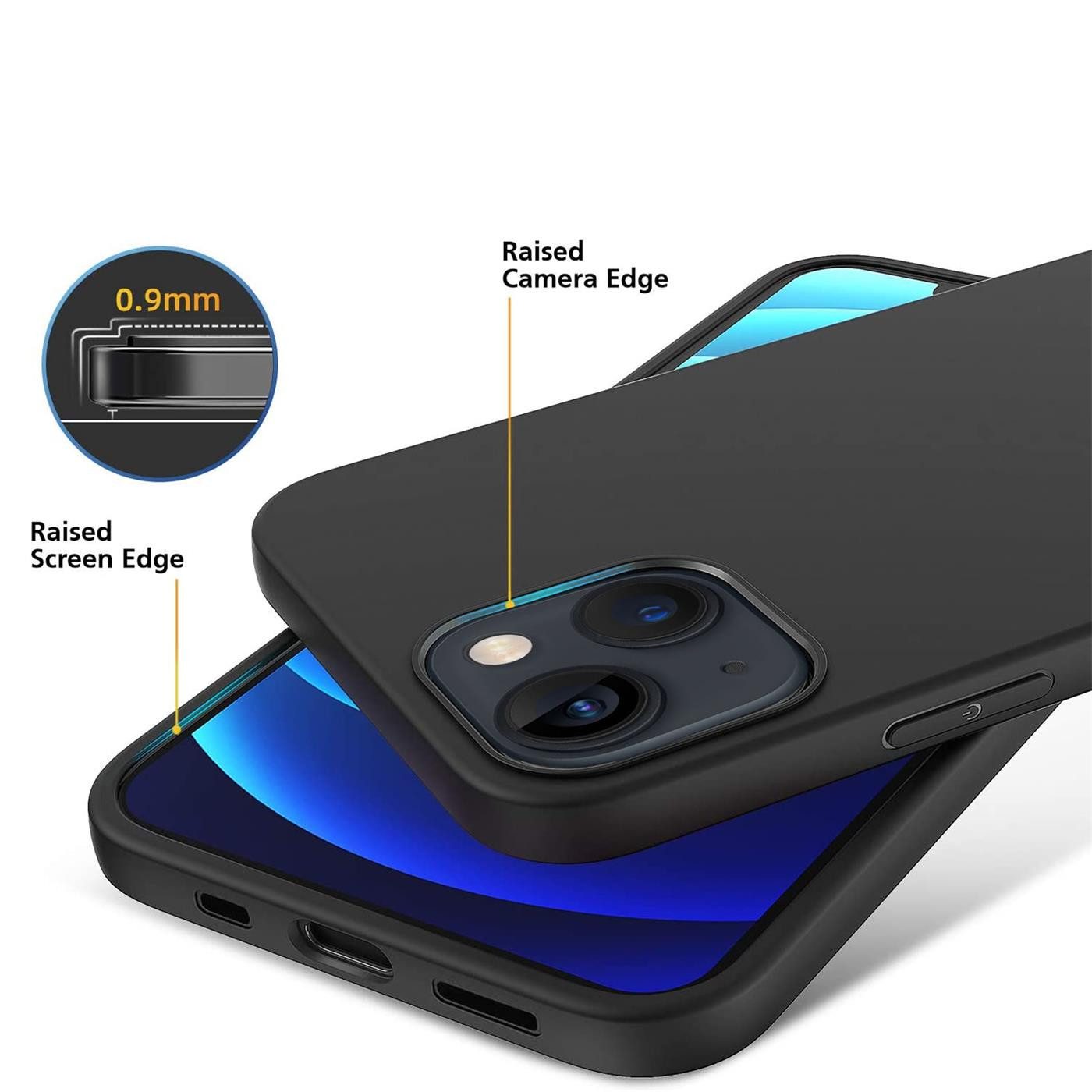 CoolGadget Handyhülle Handy Schutzhülle für Apple iPhone 13 matt schwarz 6,1 Zoll, Silikon TPU Hülle Schutz Tasche Cover schlicht Slim Case