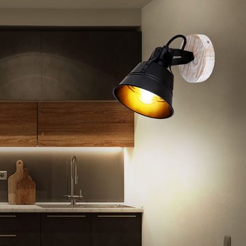 etc-shop Wandleuchte, Leuchtmittel nicht inklusive, RETRO Wand Strahler Wohn Zimmer Beleuchtung Holz Spot Lampe
