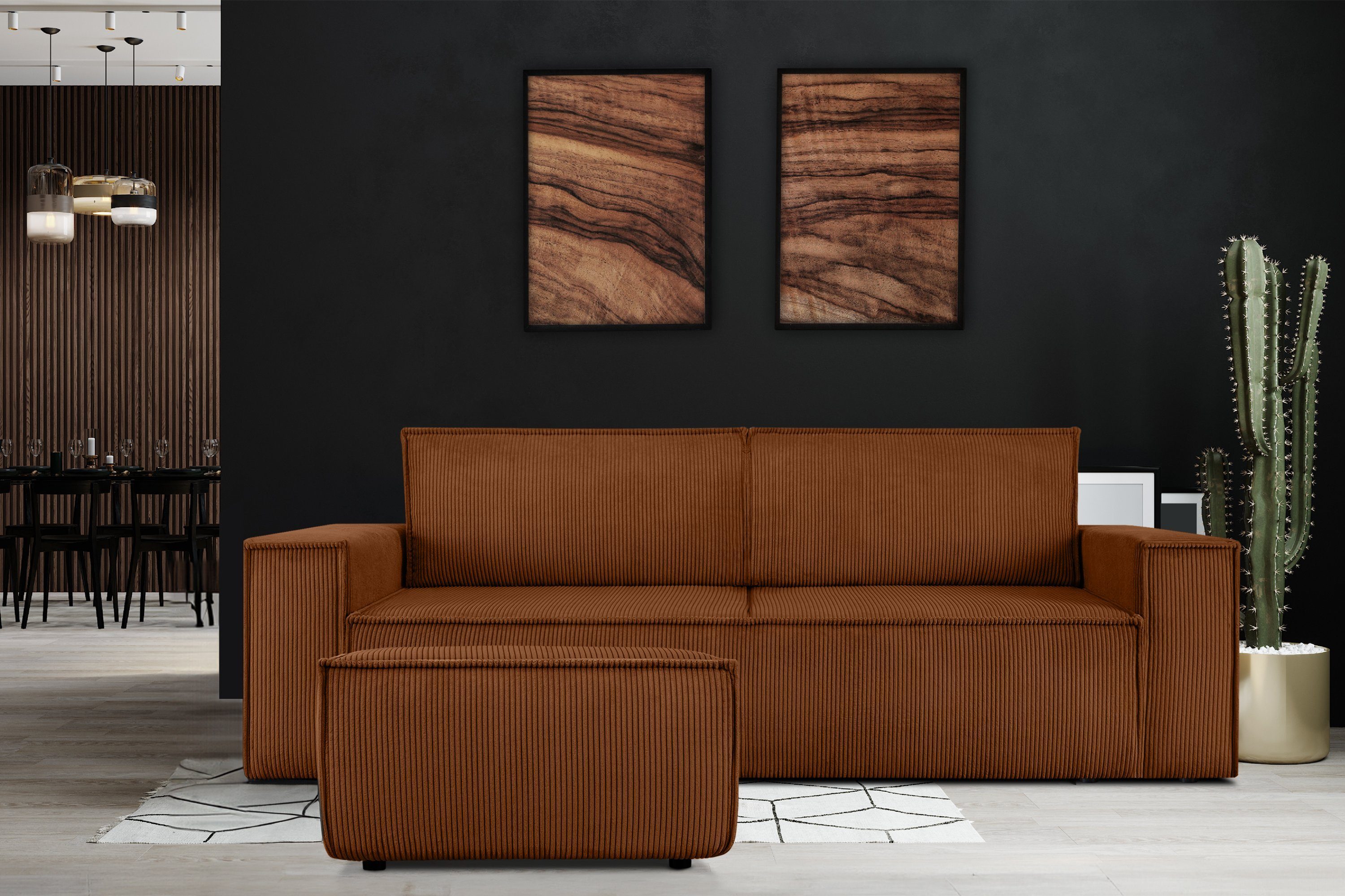 KONSIMO® Sitzhocker NAPI XXL Polsterhocker, Quadratisch 83x83 cm, hergestellt in der EU, mit Wellfedern in der Sitzfläche, Passend zur Serie, Hoher Sitzkomfort