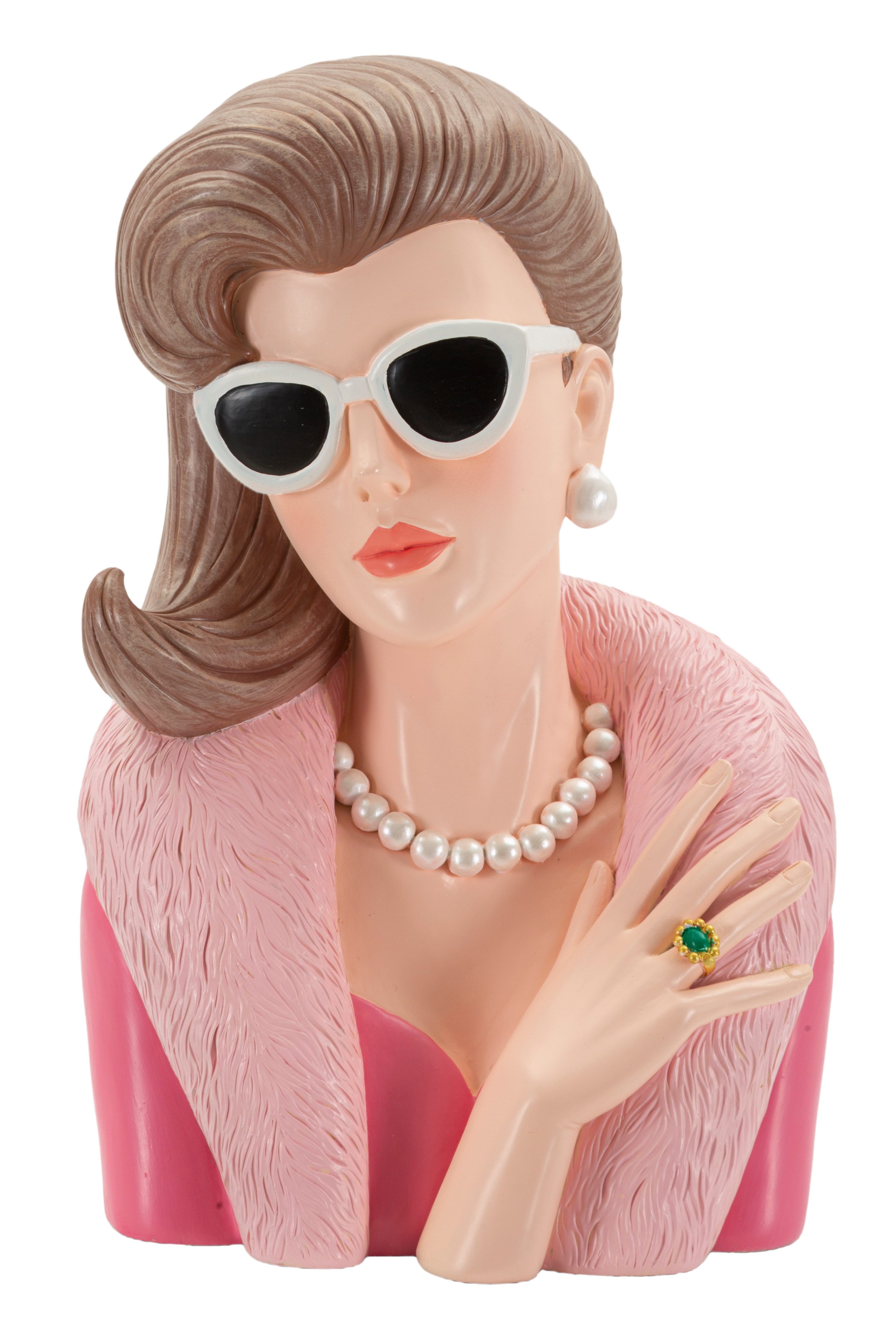 MF Dekofigur Lady Grace Dekofigur Frauenbüste Vintage Elegant Rosa Polyresin (1 St)