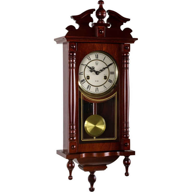 MAXSTORE Pendelwanduhr »Mechanische Retro Vintage Uhr Regulator Pendeluhr« (Orpheus, Mahagoni, 75 x 29,5 x 15 cm)