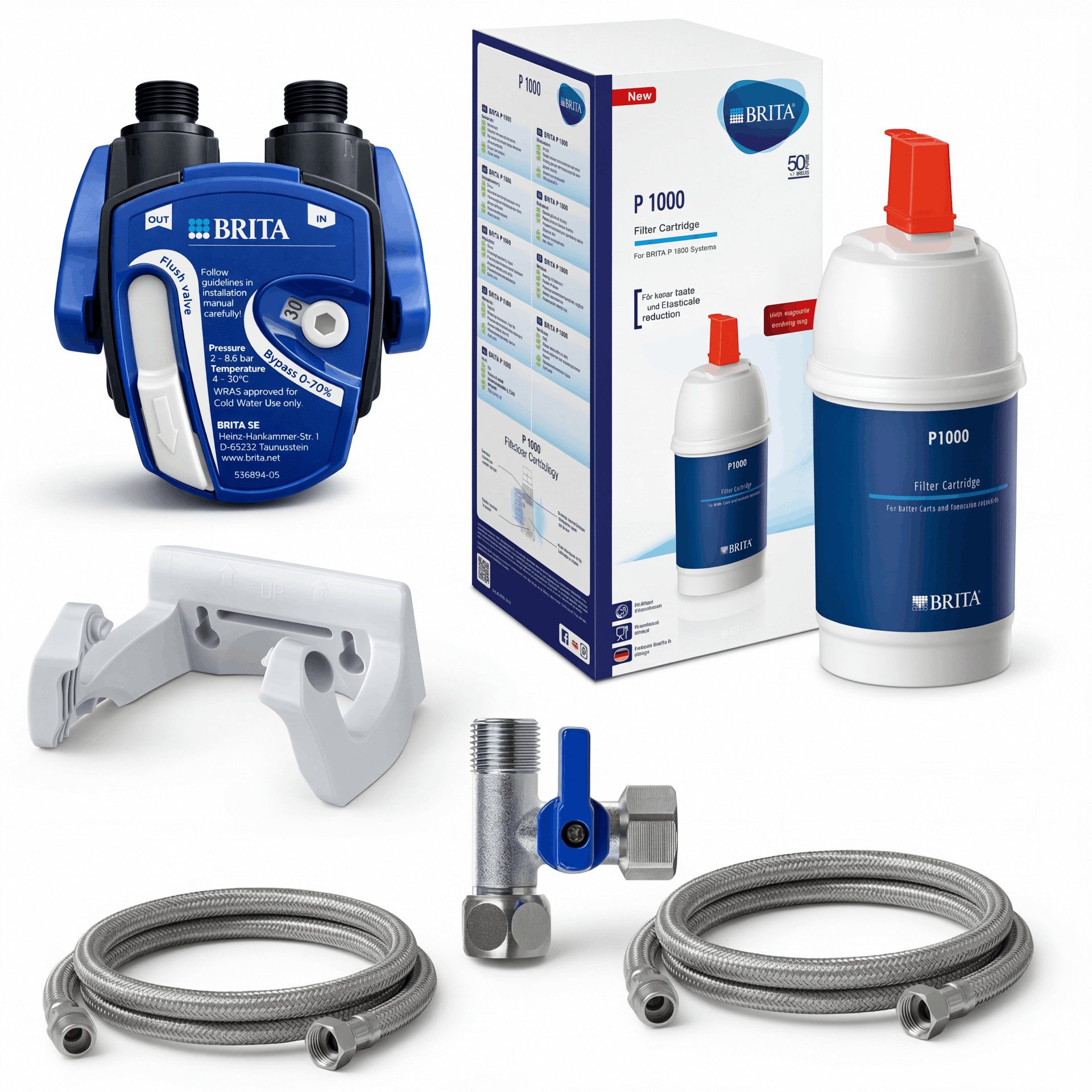 BRITA Wasserhahn-Wasserfilter, Untertisch-Filterkopf mit einstellbarem Verschnitt