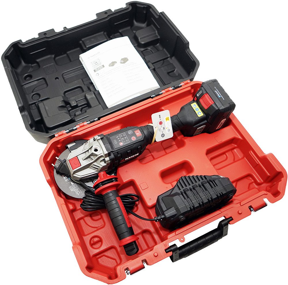 PARKSIDE PERFORMANCE® Akku-Winkelschleifer 20V AP 20-Li F6 inkl. 4Ah Smart Akku und 4,5A Ladegerät, Einfacher Scheibenwechsel durch Spindelarretierung (Spindle Lock)