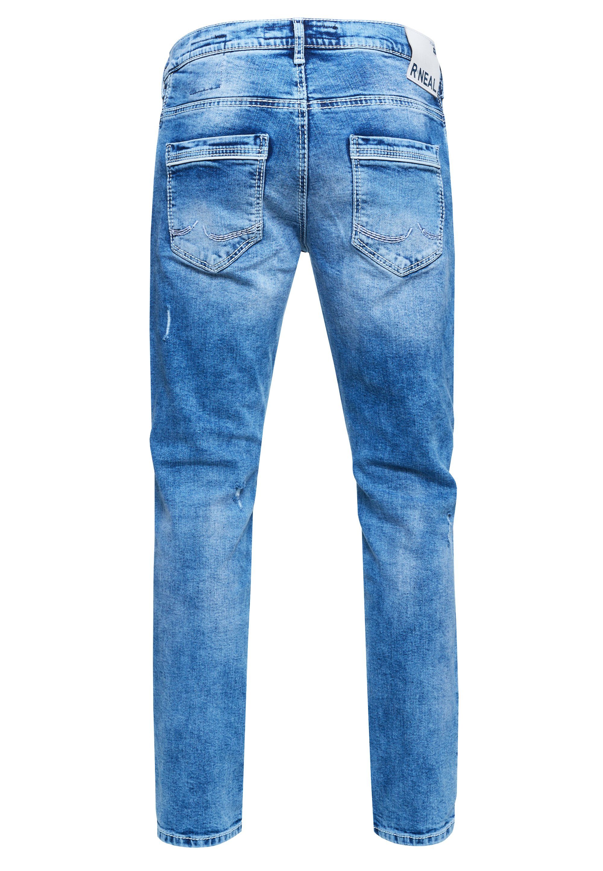 blau Rusty Straight-Jeans Neal trendigen Used-Details mit NISHO