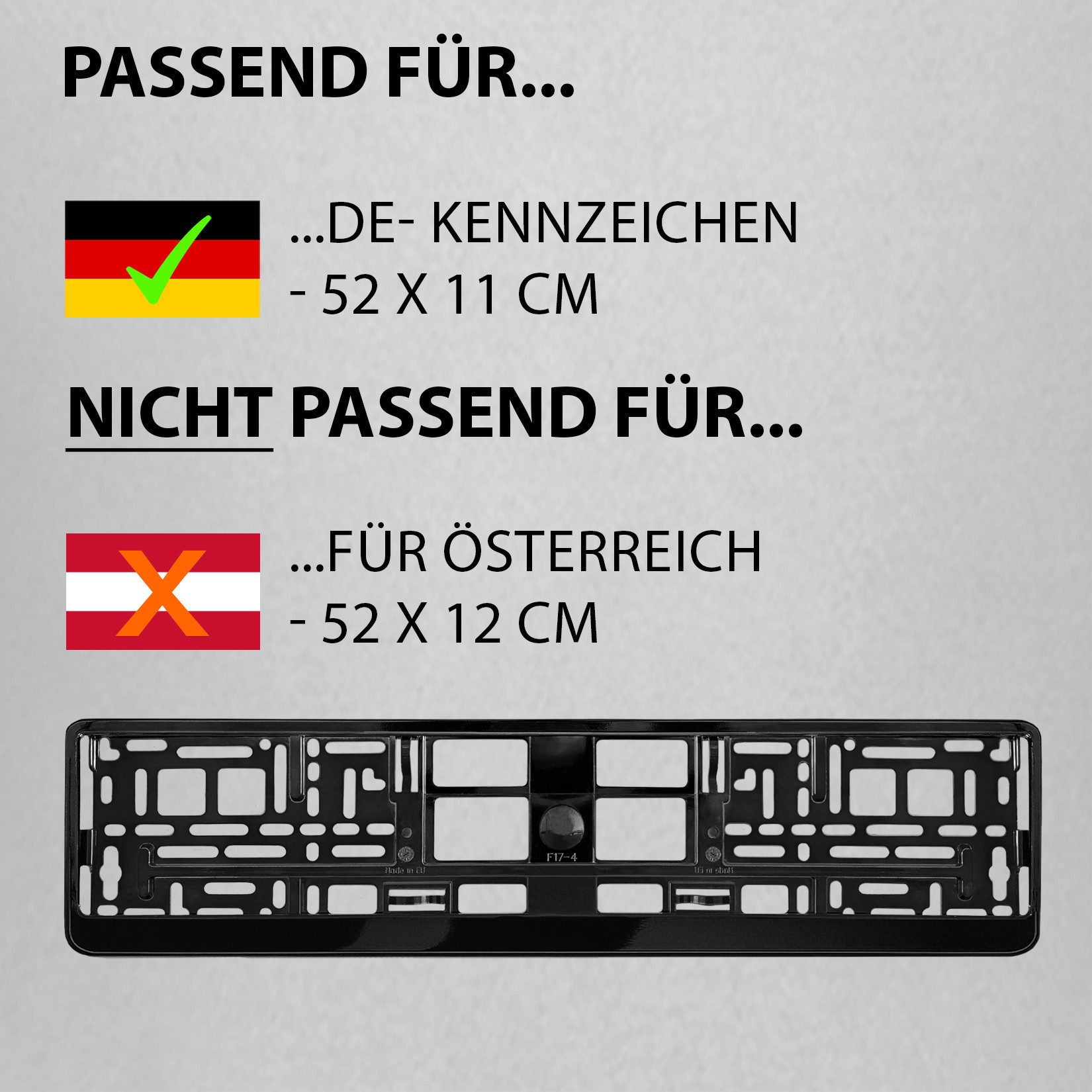 L & P Car Design Kennzeichenhalter für Auto in schwarz hochglanz Kennzeichenhalterung, (2 Stück) – Bild 5 von 5