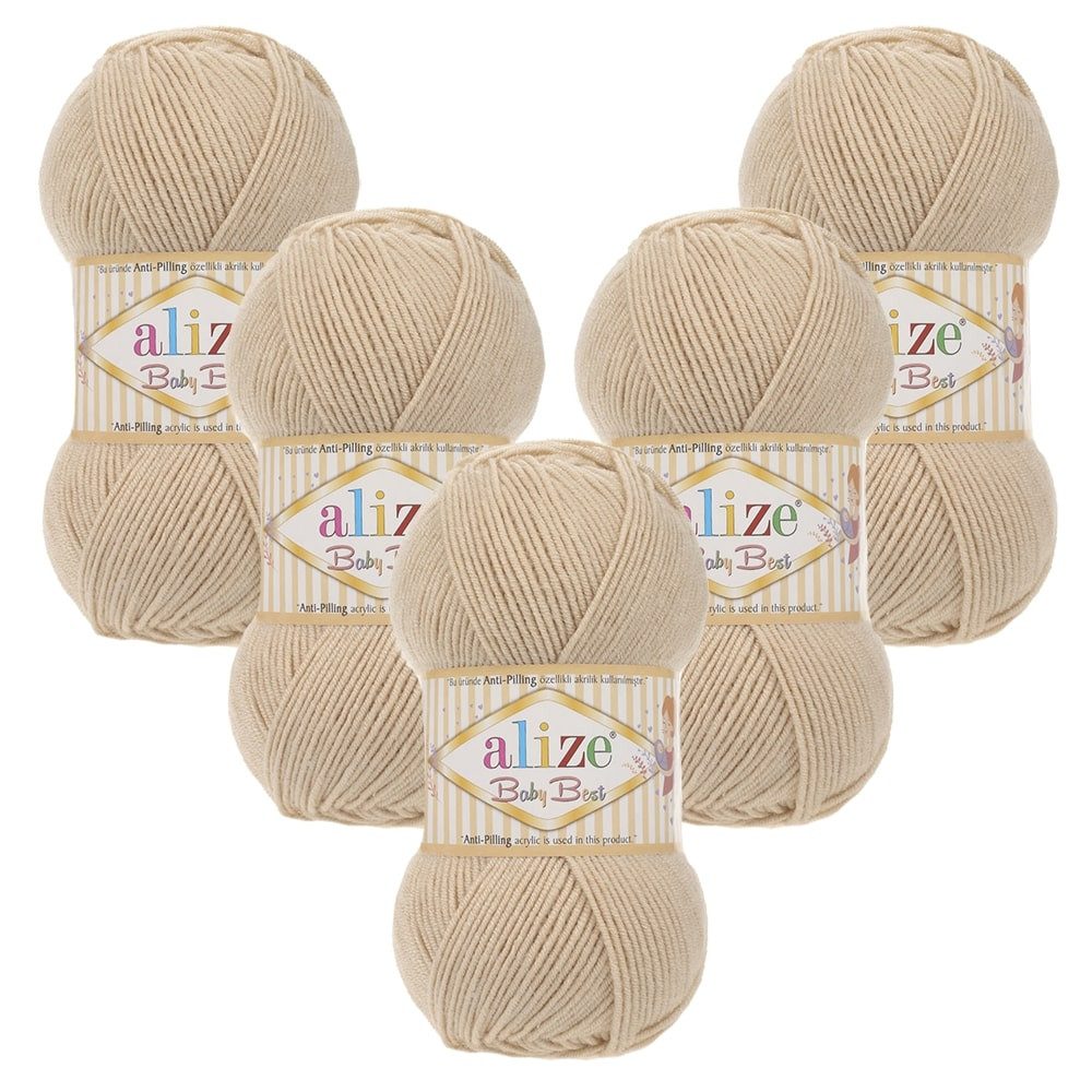 Alize 5 x ALIZE Baby Best 310 Honey Häkelwolle, 240 m, Babywolle,Viskose,Anti-Pilling,Babygarn