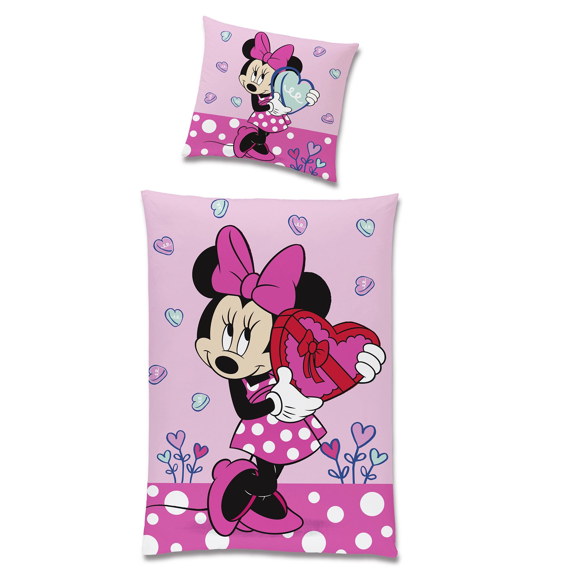 BERONAGE Kinderbettwäsche Minnie Mouse Herz Bettwäsche Biber / Flanell, Bau günstig online kaufen