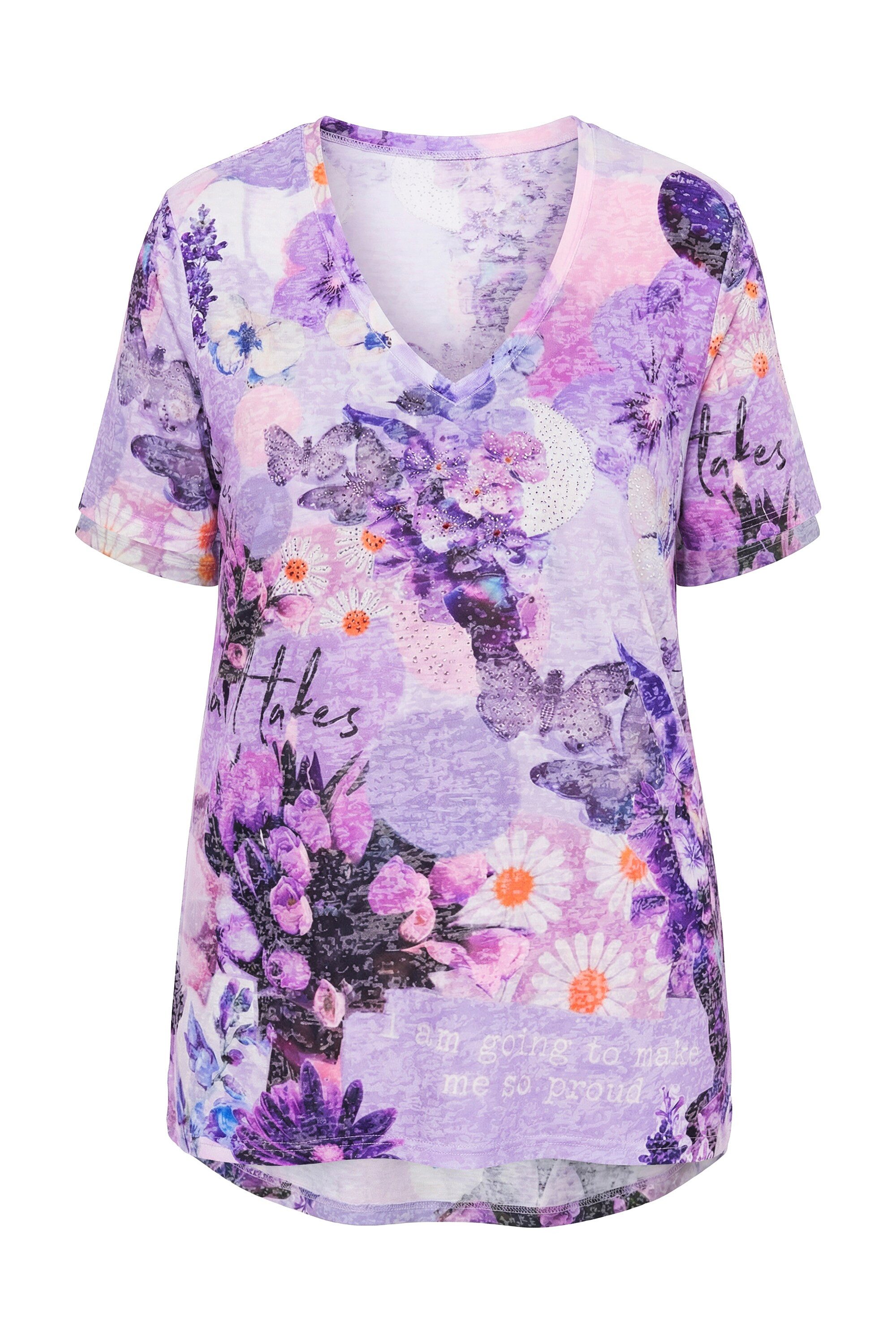 T-Shirt T-Shirt A-Linie Ausbrennerjersey Glitzersteinchen