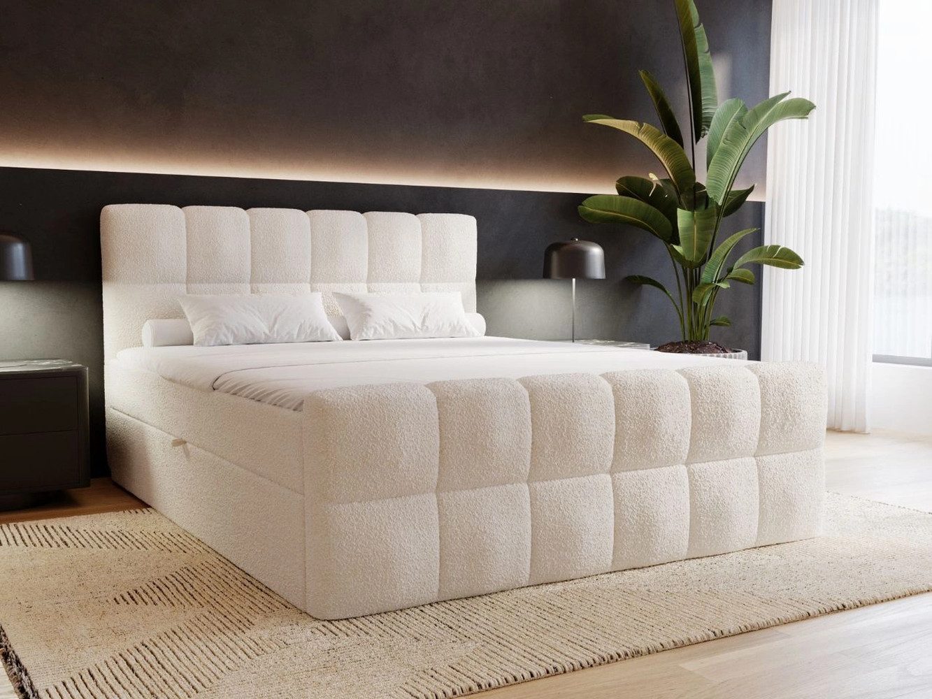 GrainGold Boxspringbett mit Bettkästen ALICANTE, Modern Bett mit Kopfteil, günstig online kaufen