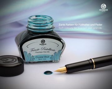 OCTOPUS Fluids Schreibtinte Pastell Blau "Crystal Blue" 30 ml mit Konverter Tintenglas