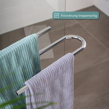 bremermann Handtuchhalter Stand-Handtuchhalter freistehend, 2 Stangen, Handtuchständer, schwarz