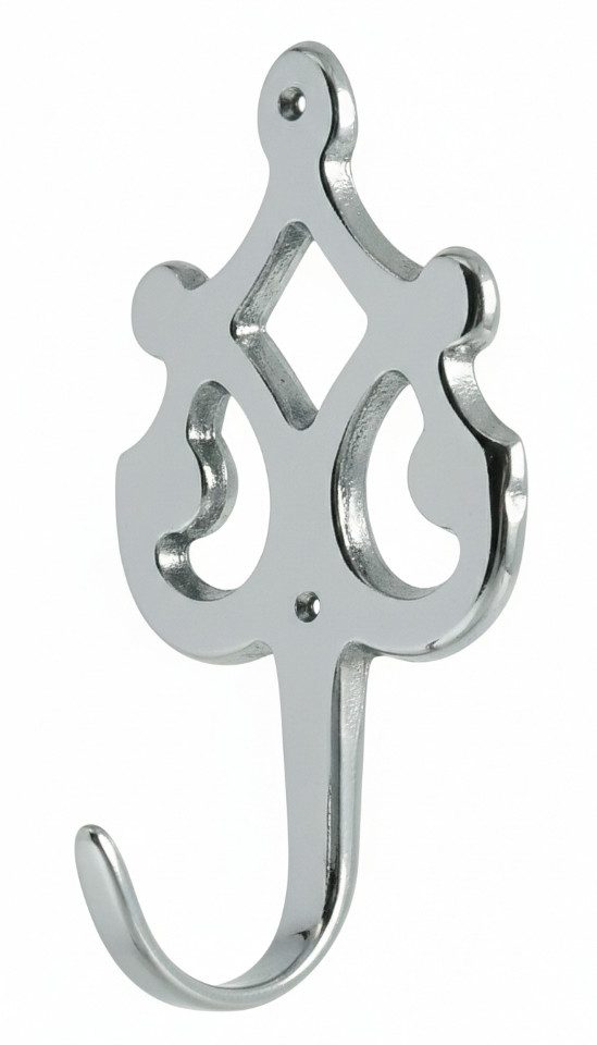 Jürgen Schwerter Hakendesign Raffhaken Zierhaken, Raffhaken, Gardinenhalter, Messing verchromt, Gothik