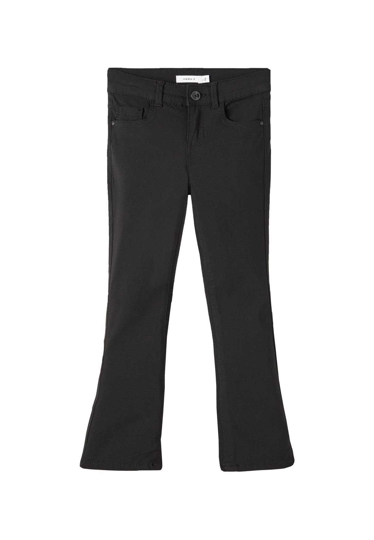 Name It Stoffhose Bootcut Stretch Hose Wide NKFPOLLY in Mid 5106 Schlaghose Leg Waist Schwarz