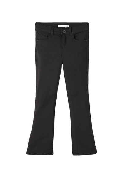 Name It Stoffhose Bootcut Schlaghose Stretch Hose Mid Waist Wide Leg NKFPOLLY 5106 in Schwarz