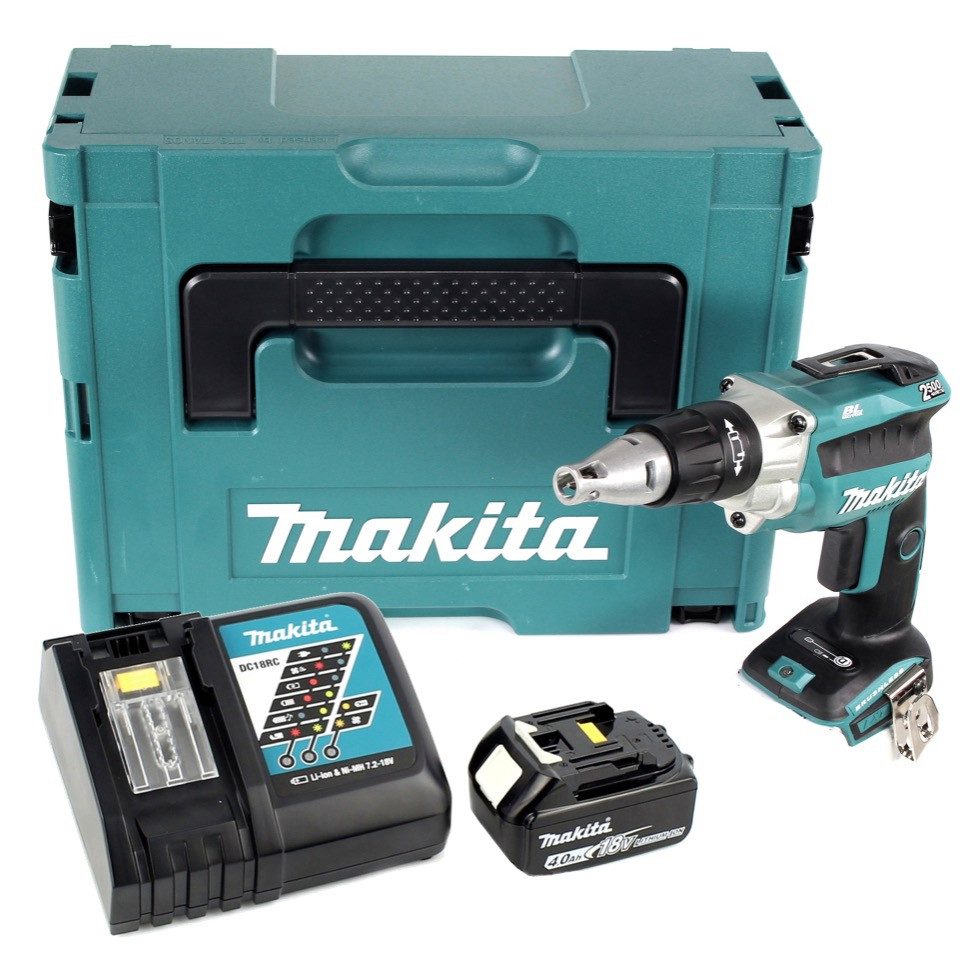 Makita Akku-Magazinschrauber DFS 250 RM1J Akku Trockenbauschrauber 18 V Brushless + 1x Akku 4,0 Ah