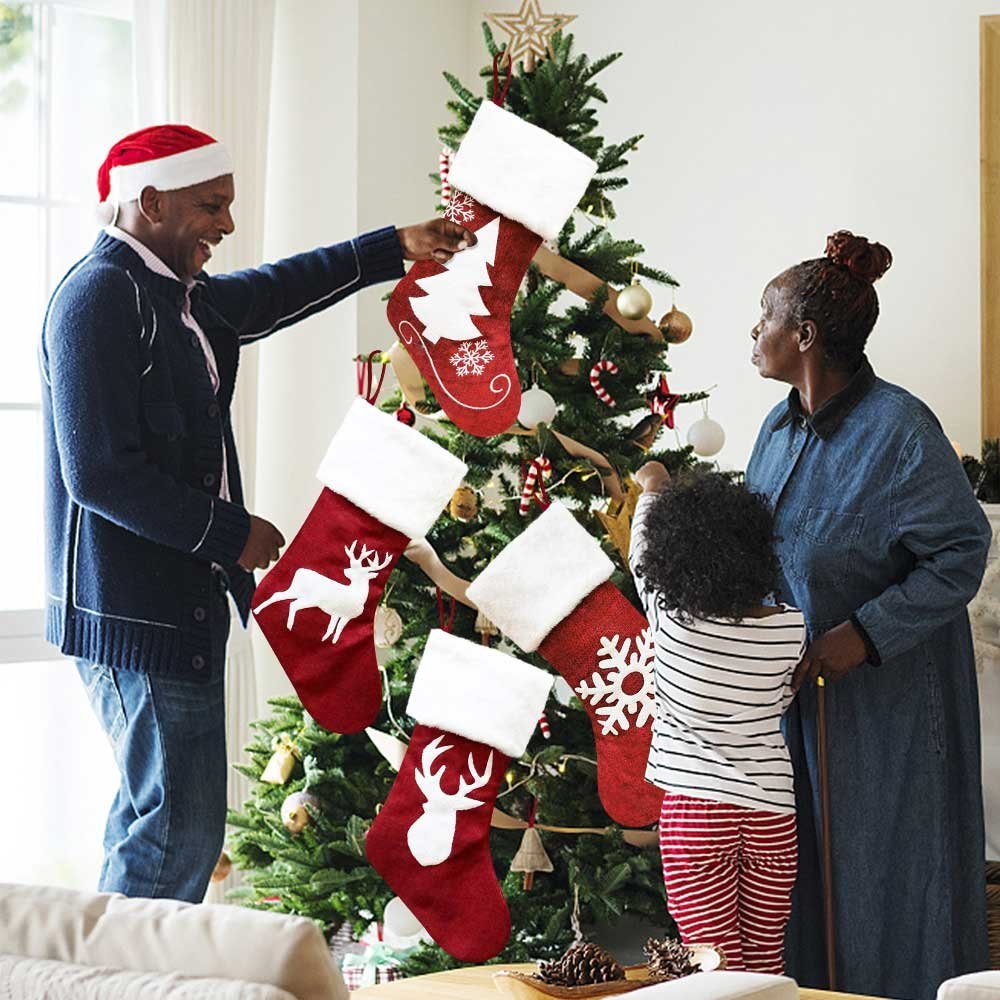 Rosnek Geschenkfolie Weihnachtsstrümpfe Socken, Elch Weihnachtsgeschenk Taschen, A+B+C+D Weihnachtsdeko