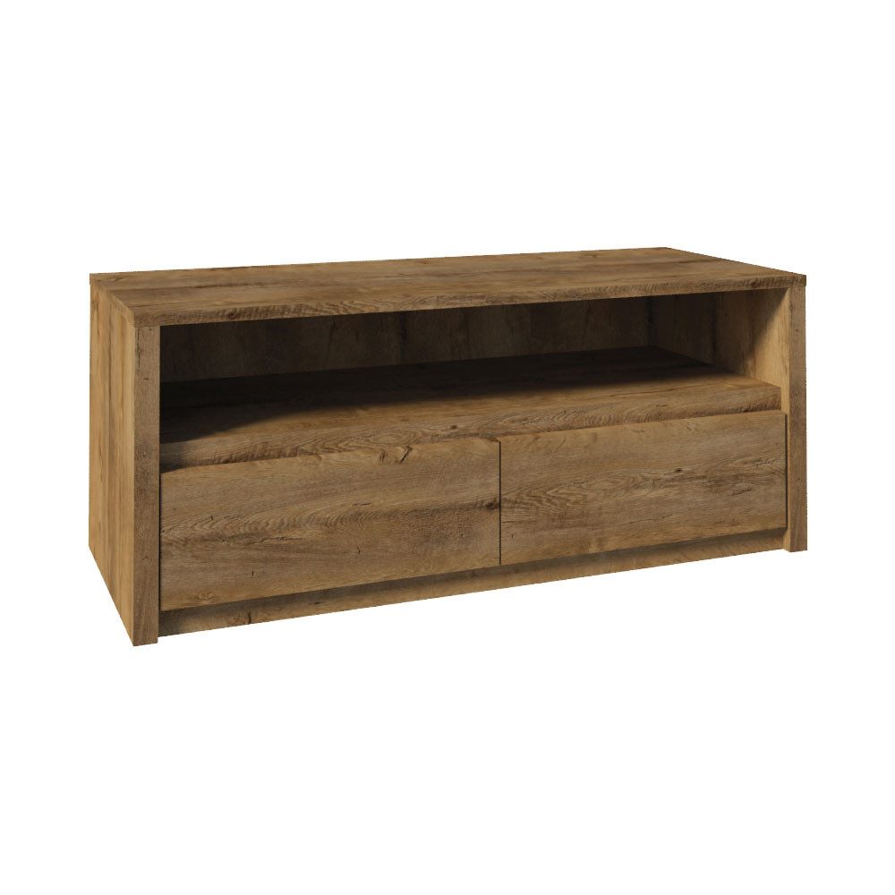 Feldmann-Wohnen Lowboard Montana (mit 2 Schubladen, 1 Ablagefläche, 1 St., moderne Optik, mit 2 Schubladen, 1 Ablagefläche), 130x53x52cm Eiche Lefkas mit 2 Schubladen