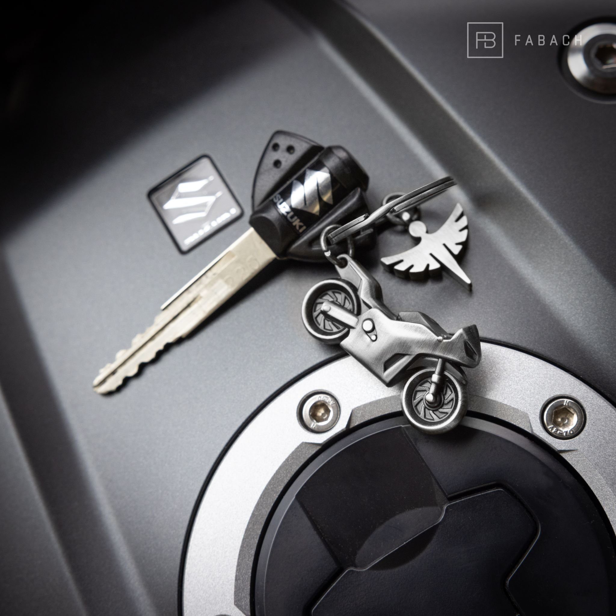 Schutzengel Motorradfahrer - Schwarz FABACH für Schlüsselanhänger Motorrad Schlüsselanhänger