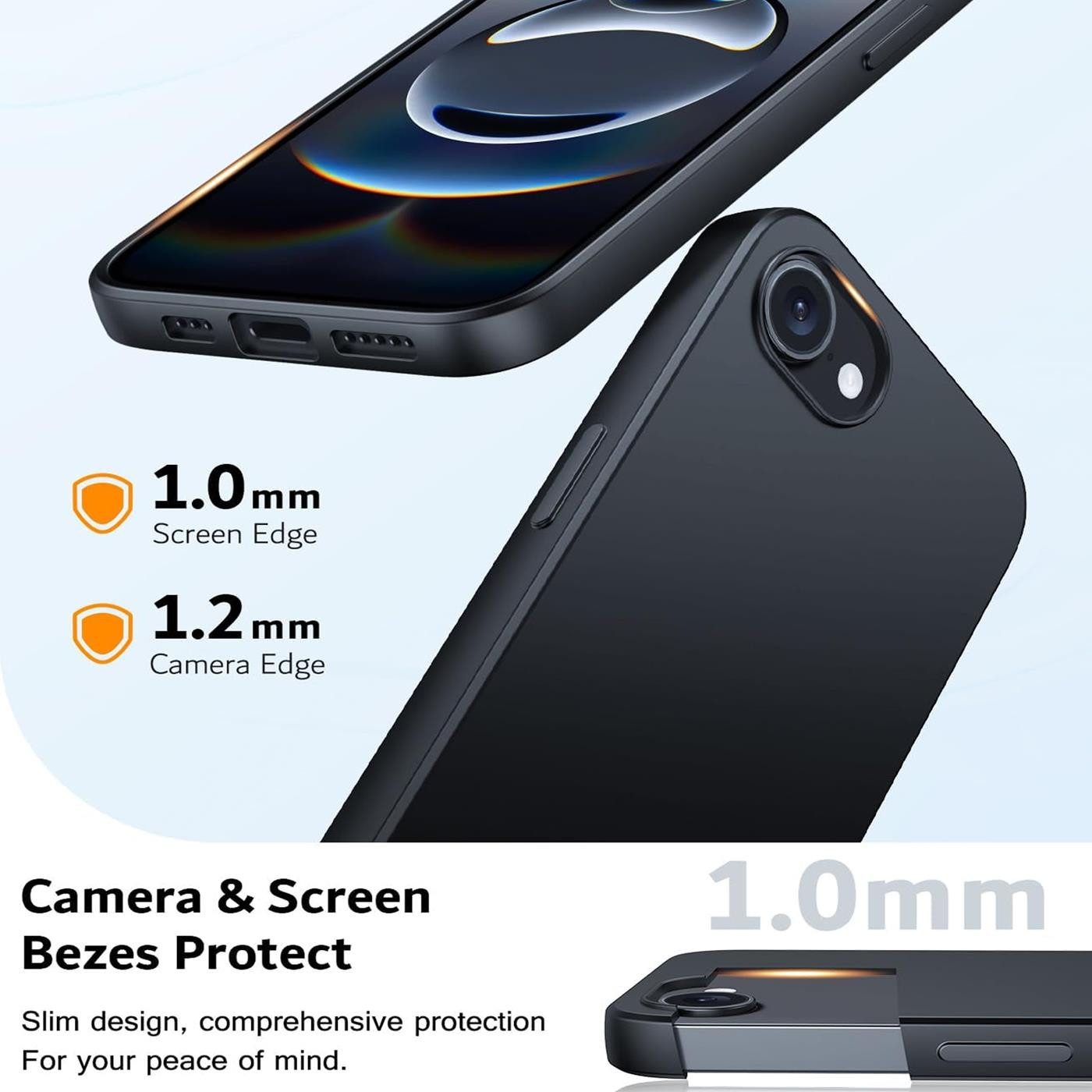 CoolGadget Handyhülle Black Series Handy Hülle für iPhone 17e / iPhone 16e 6,1 Zoll, Edle Silikon Schlicht Robust Schutzhülle für iPhone 16e Hülle