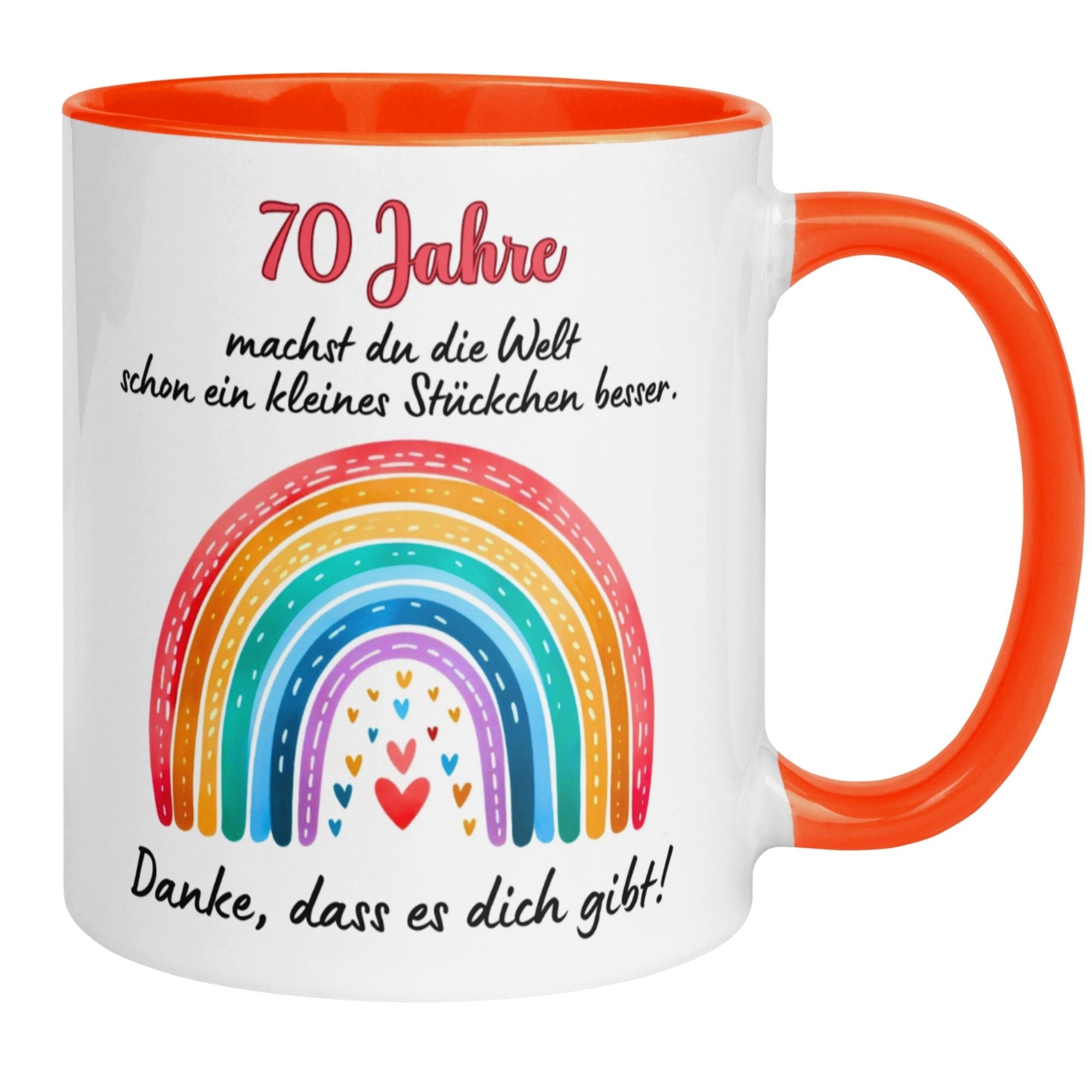 Momentals Tasse 70. Geburtstag Frau – „Du machst die Welt besser“ – Geschenk Frauen, Gratis Versand · Links-&Rechtshänder · Spülmaschinenfest