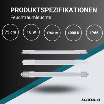 LUXULA LED Unterbauleuchte LED Feuchtraumleuchte, 75 cm, 16 W, 1760 lm, neutralweiß, IP66, LED fest integriert, neutralweiß