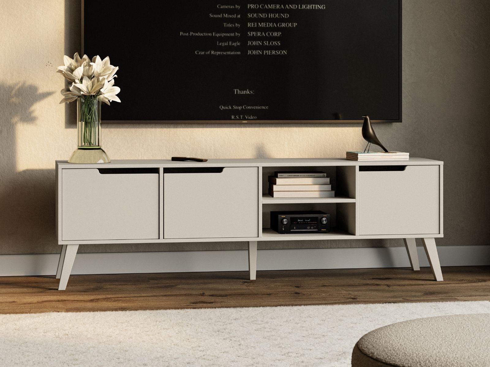 Compleo TV-Schrank mit 3 Türen, Nussbaum günstig online kaufen