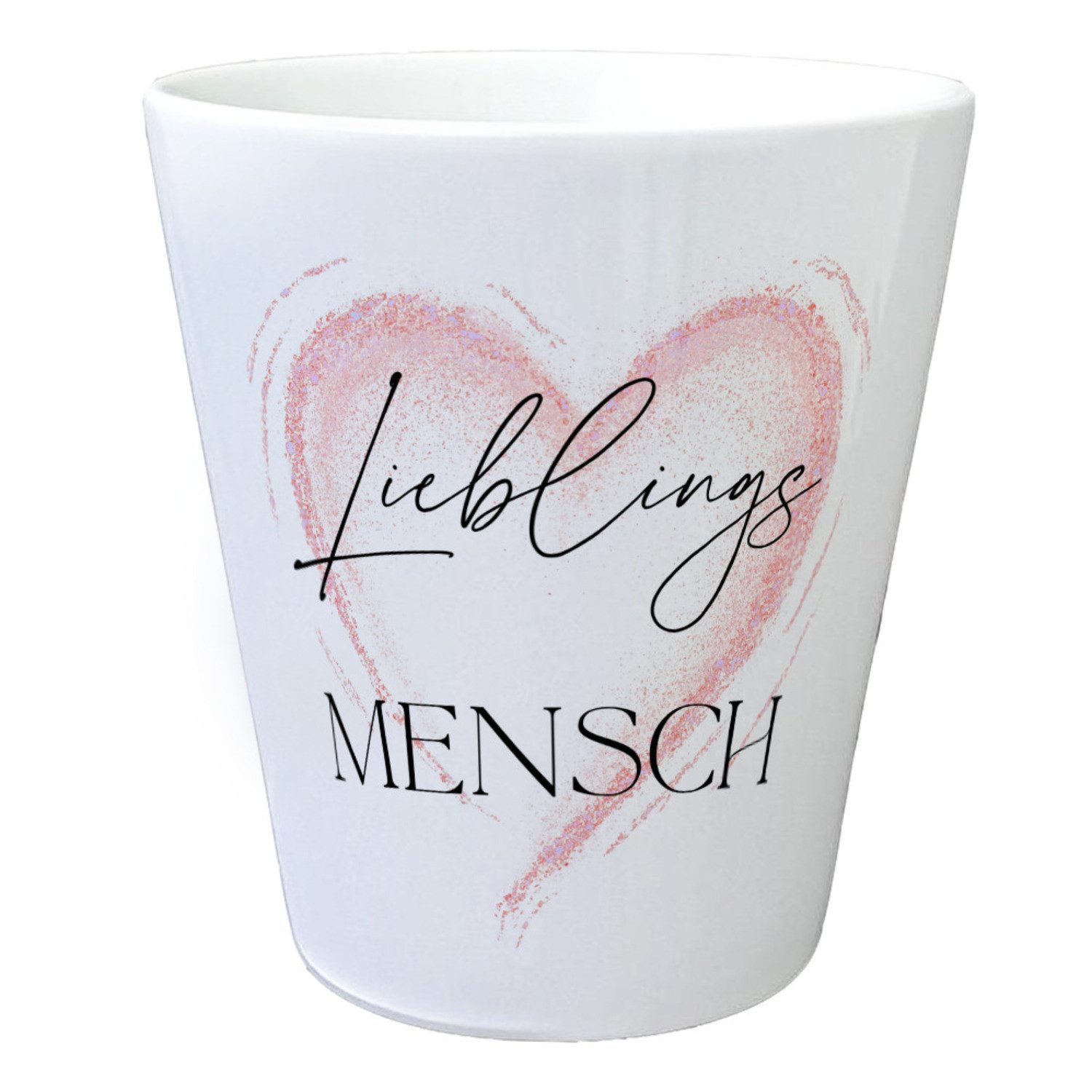 Blumentopf Herz in rot Blumentopf mit Spruch Lieblingsmensch