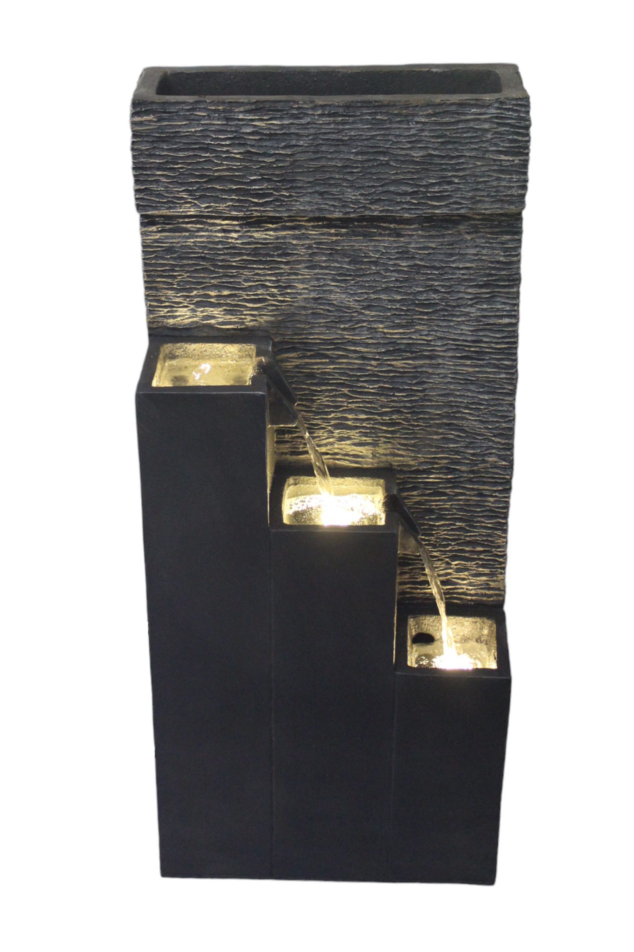 Arnusa Gartenbrunnen Großer Springbrunnen BK846 mit LED Beleuchtung, (Komplett-Set), 101 cm Kaskade Steinoptik Gartendekoration Wasserspiel – Bild 4 von 5