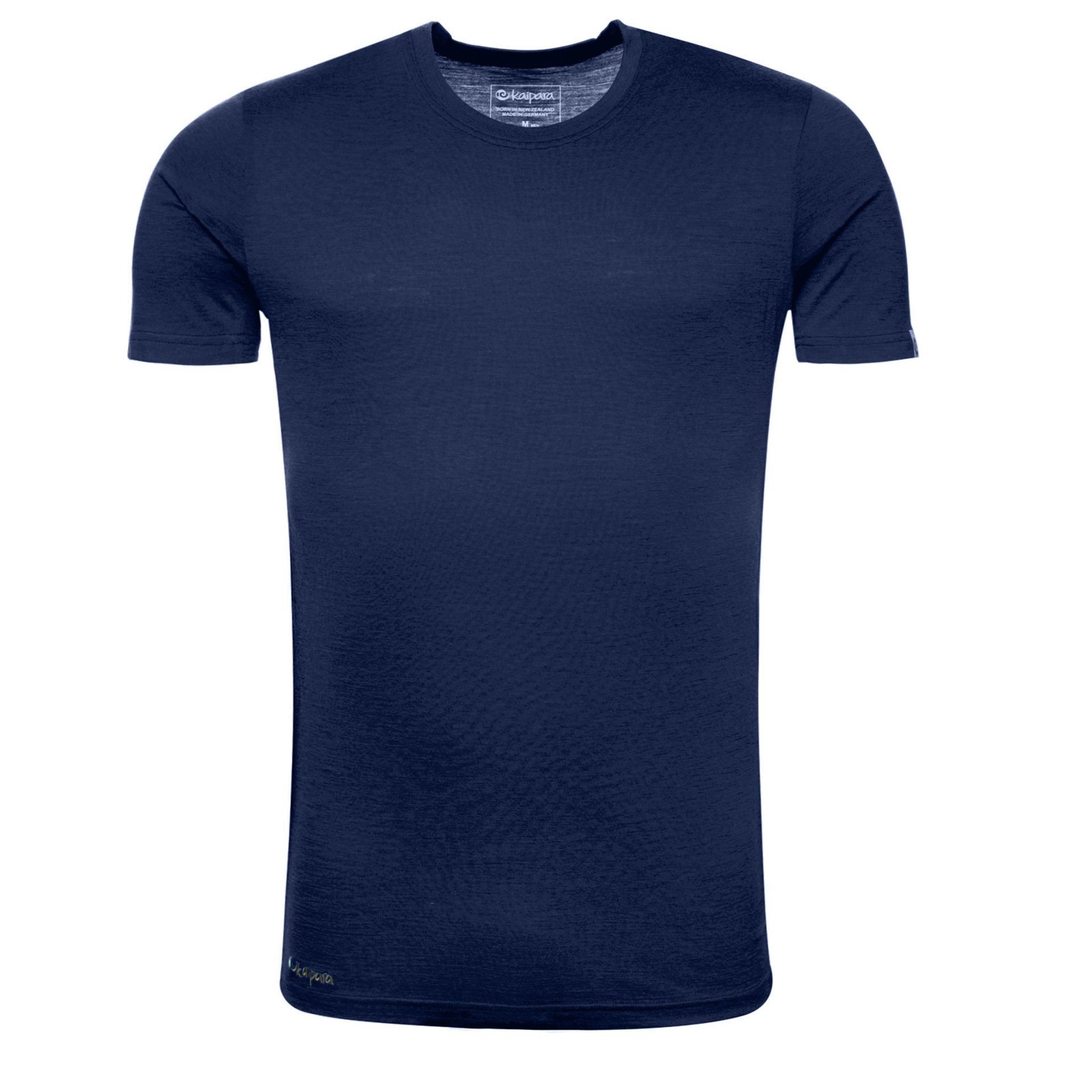 Kaipara - Merino Sportswear Rundhalsshirt Merino Shirt Herren Kurzarm Slimfit 150 (1-tlg) aus reiner Merinowolle Made in Germany Marine