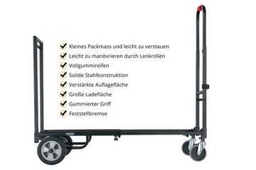 Stagecaptain Transportroller Transportwagen - Sackkarre - Länge: 84 bis 126,5 cm - Höhe: 116 cm - Antirutschband auf Ladefläche - Belastbarkeit: max. 150 kg - Gewicht: 13,8 kg - schwarz