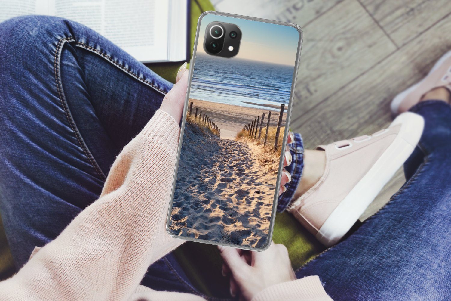MuchoWow Handyhülle für Xiaomi Mi 11 Lite Strand - Meer - Niederlande - Dünen - Sonne, Phone Case, Silikon, Schutzhülle Dünn