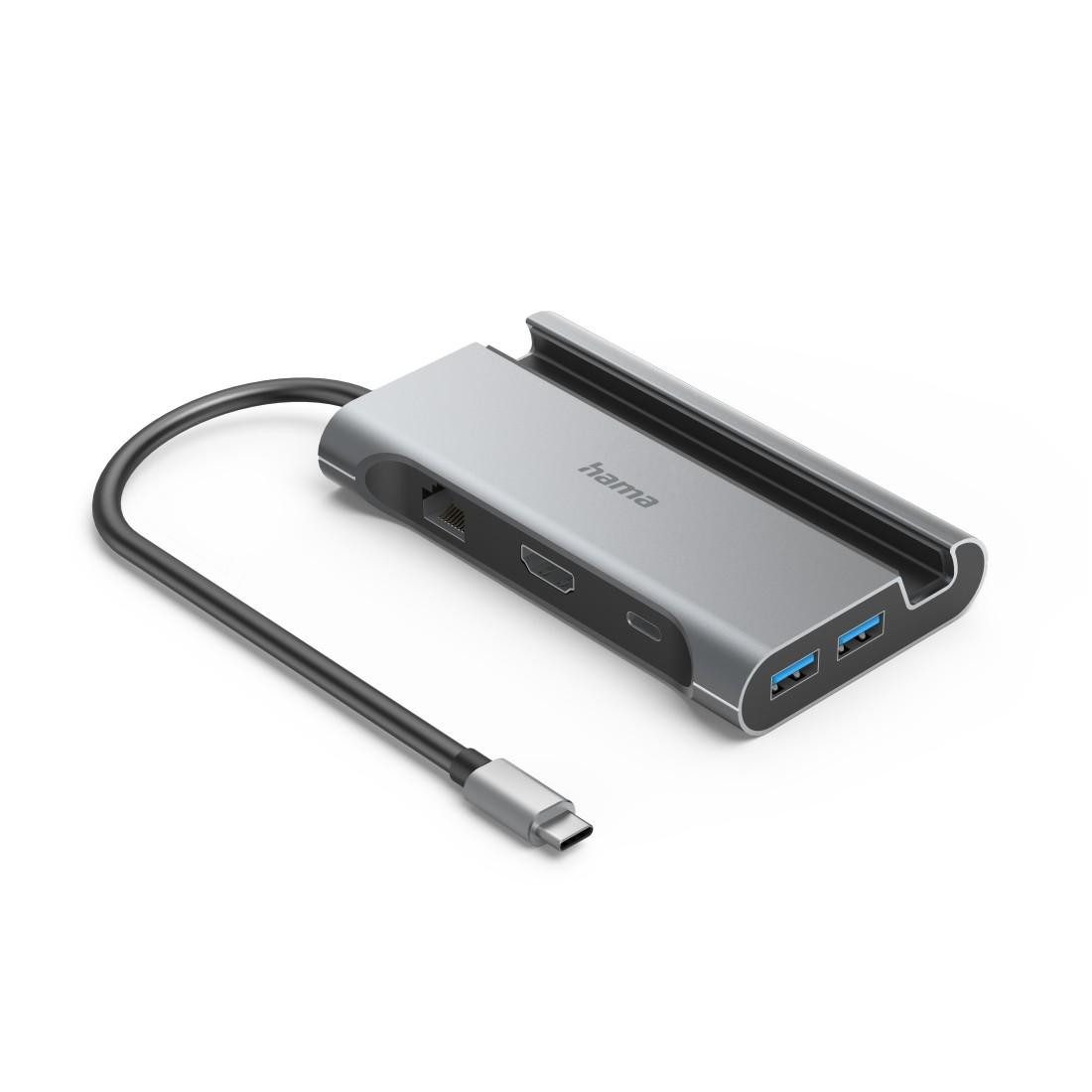 Hama USB-Hub (4K Dockingstation 7 Ports, USB-A, USB-C, HDMI™, LAN, 5Gbit/s) USB-Adapter USB-C, 15 cm