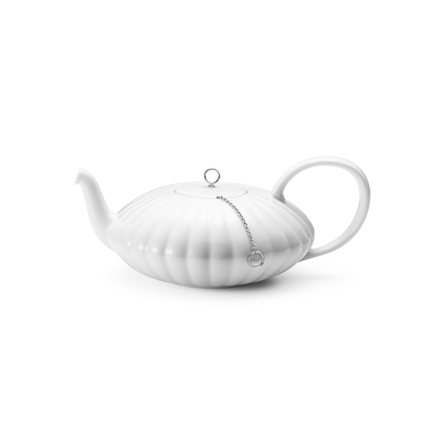 Georg Jensen Teekanne Bernadotte Porzellan, 1,2 l, mit Edelstahl-Teesieb