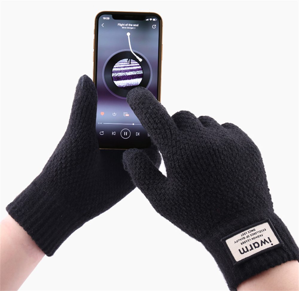 Gestrickte Grün Damen Warme Fäustlinge ManKle Handschuhe Touchscreen Strickhandschuhe Winter