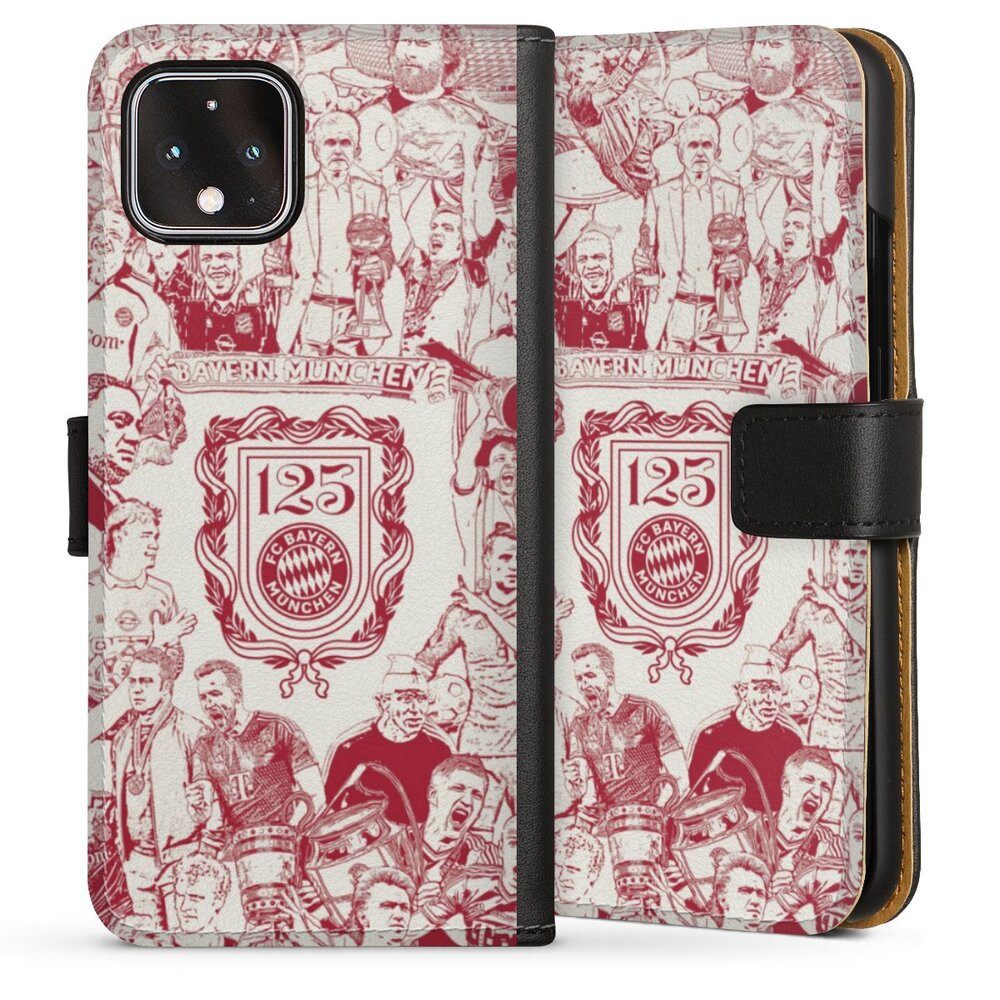 DeinDesign Handyhülle FCB 125 Jahre FC Bayern München Offizielles Lizenzprodukt, Google Pixel 4 Hülle Flip Case Klapphülle Handytasche Leder