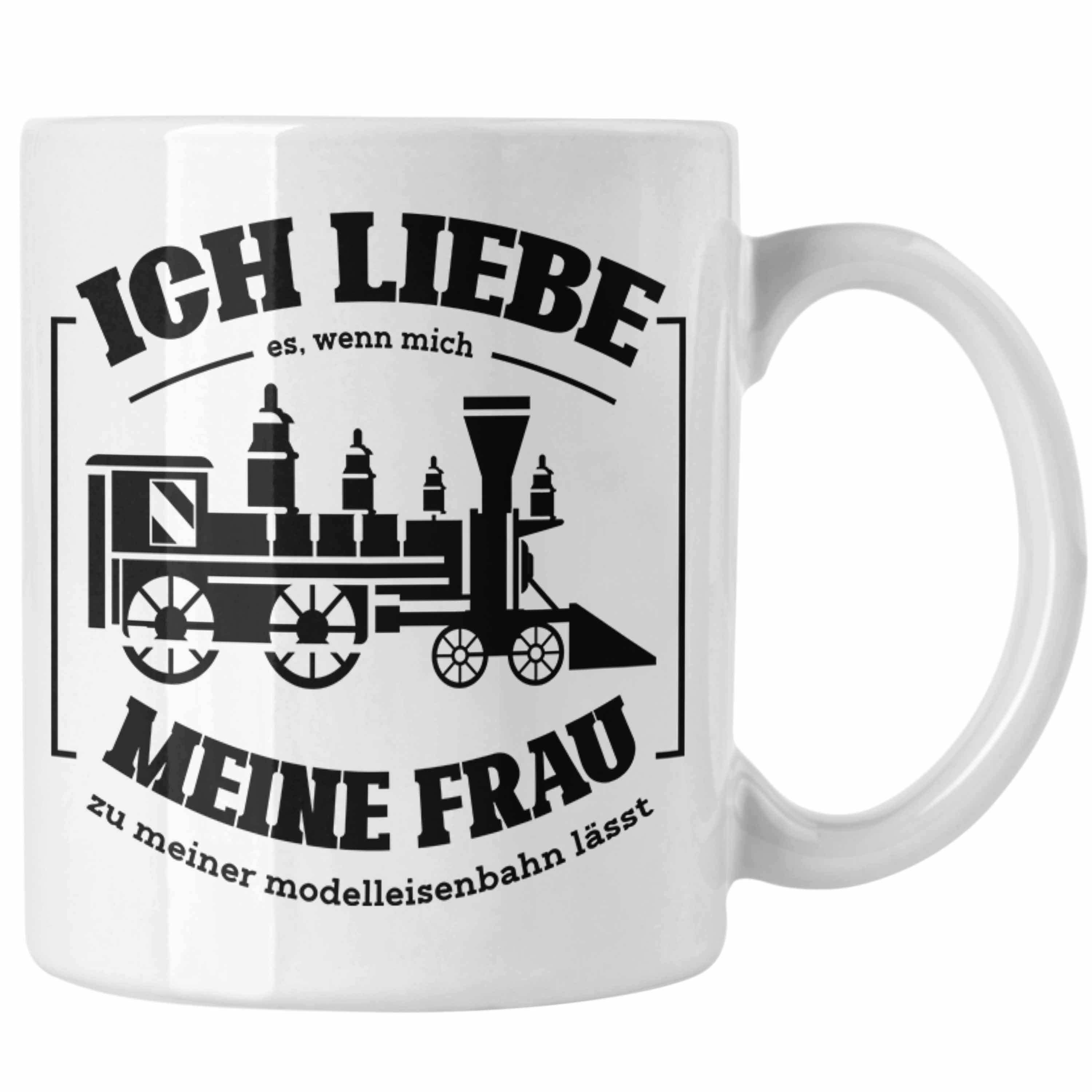 Trendation Tasse Lustige Modelleisenbahn Tasse Geschenk für Eisenbahner Weiss