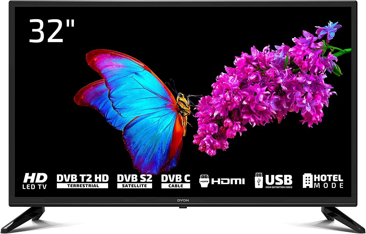 Dyon ENTER 32 PRO X2 V2 LED-Fernseher (80,00 cm/32 Zoll, HD-Ready),  Eingebauter HD Triple‐Tuner (S2/C/T2)